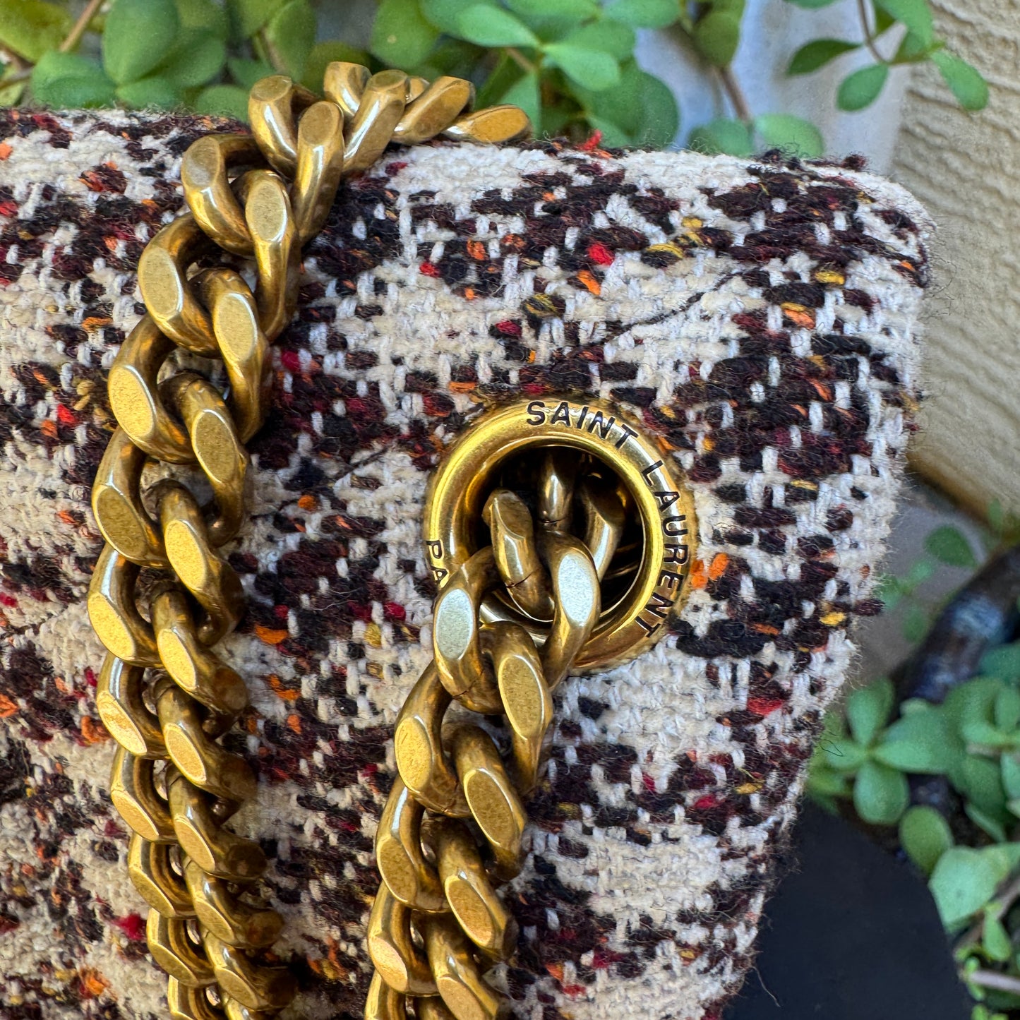 Saint Laurent Tweed Loulou Monogram Puffer Shoulder Bag