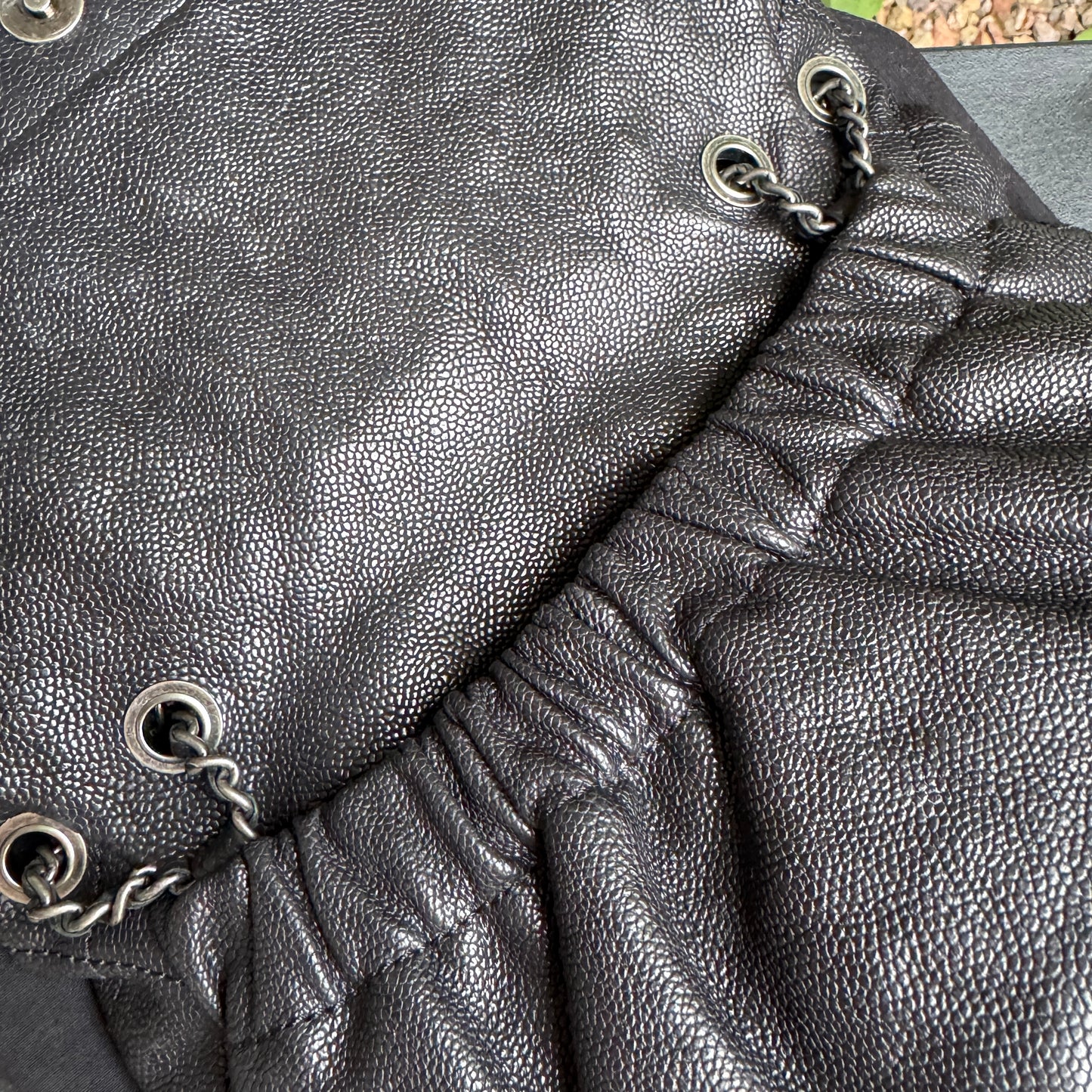 Chanel Shiny Caviar Quilted Elastic Flap Shoulder Bag