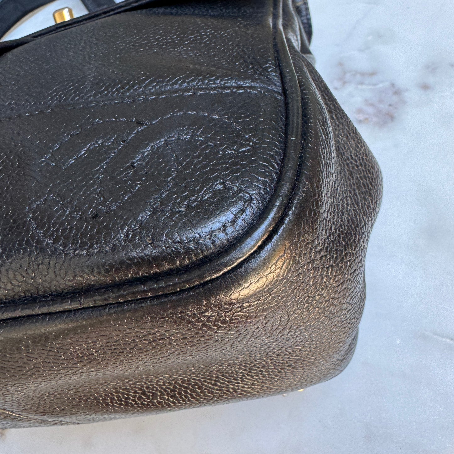 Chanel Vintage Triple Stitched CC Drawstring Flap Caviar Backpack