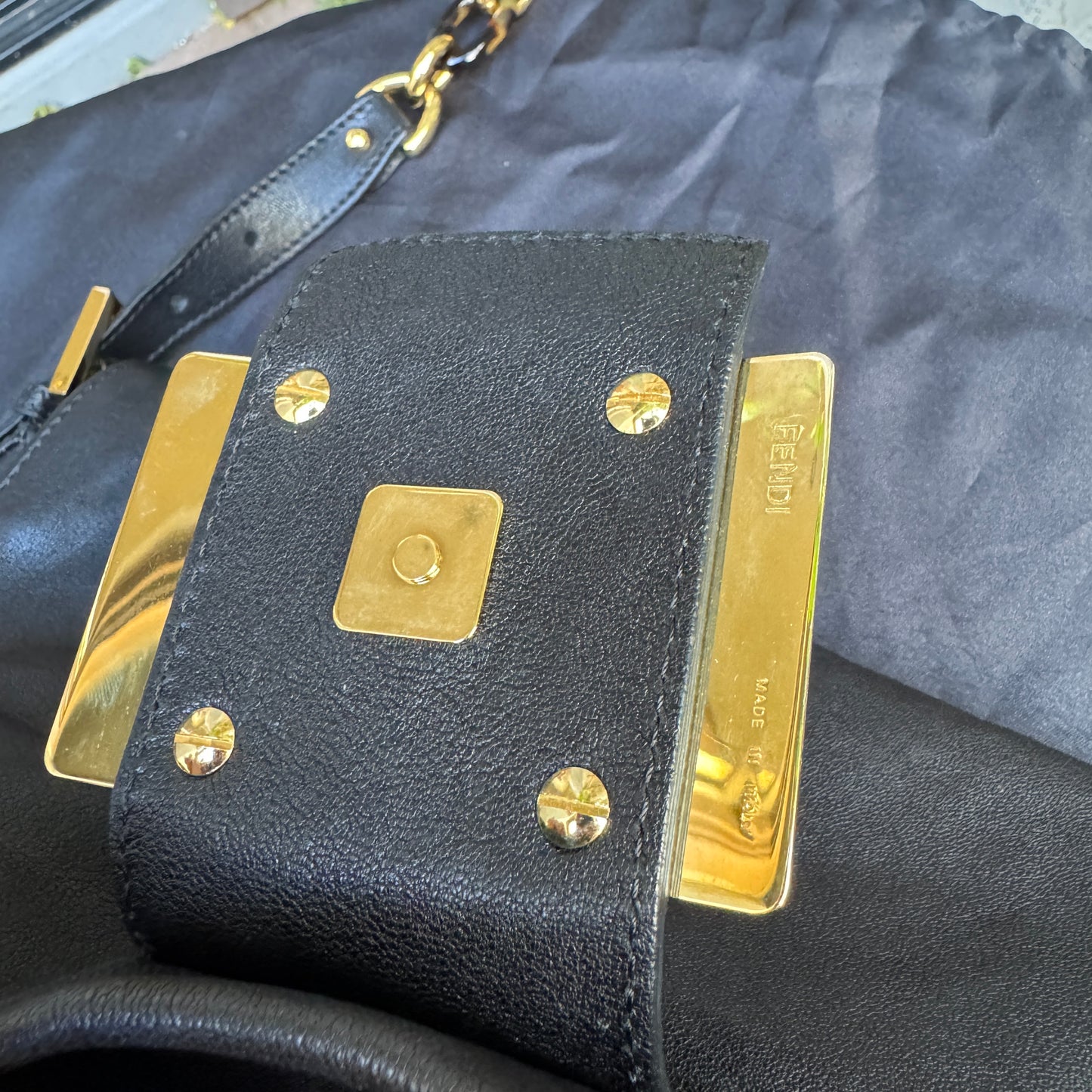 Fendi Lambskin Leather Tortoise Mamma Baguette