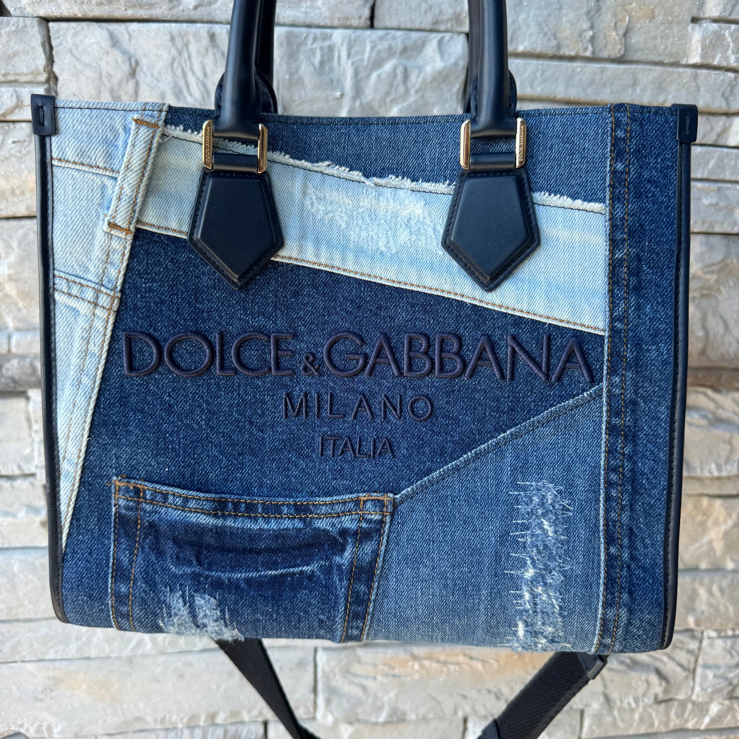 Dolce & Gabbana Patchwork Denim Shopper Tote