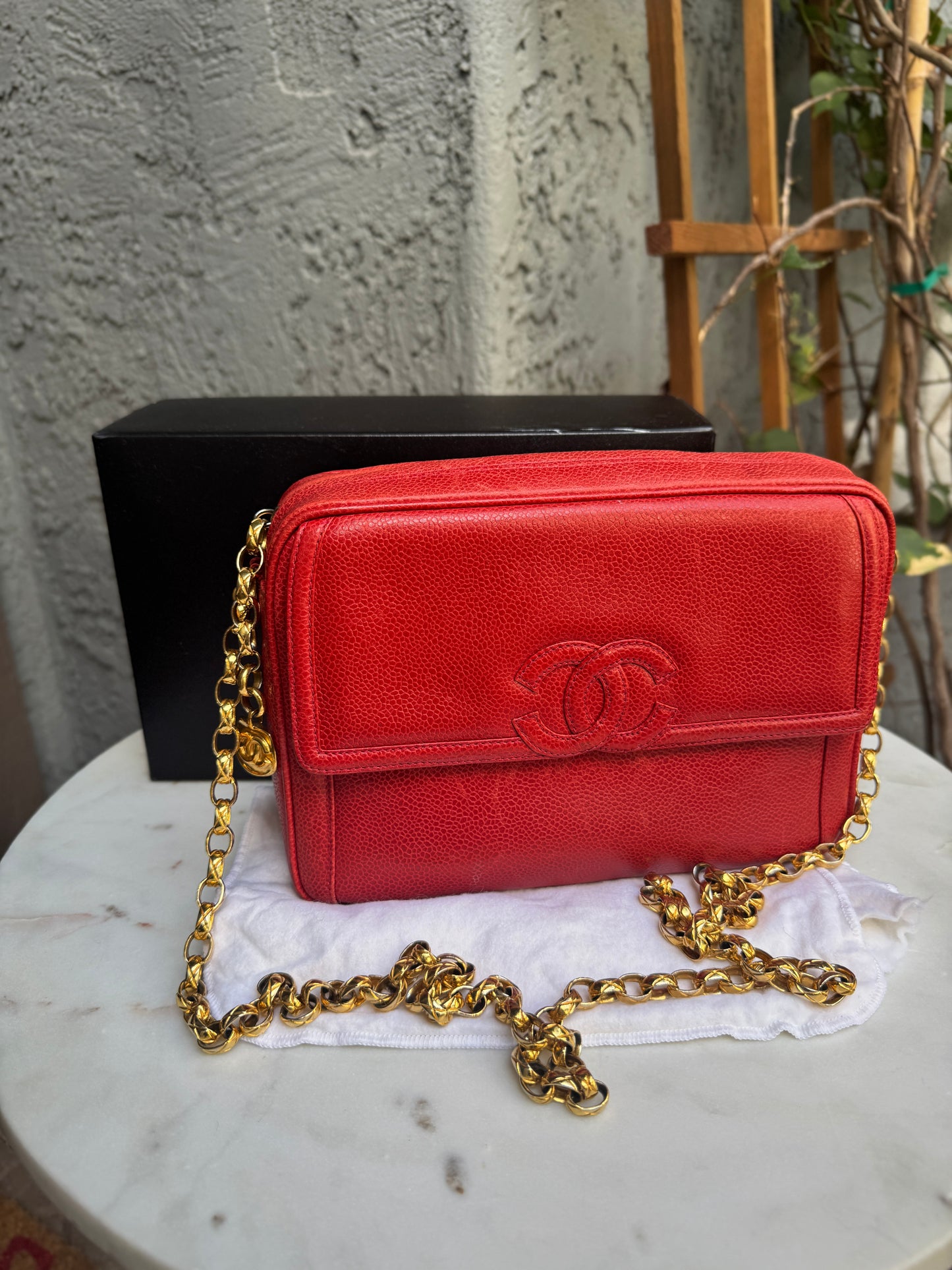 Chanel Caviar Leather Camera CC Vintage Flap Crossbody