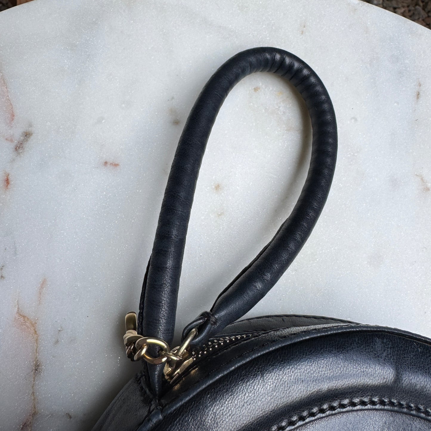 Chanel CC Round Timeless Vintage Lambskin Wristlet Handle Bag