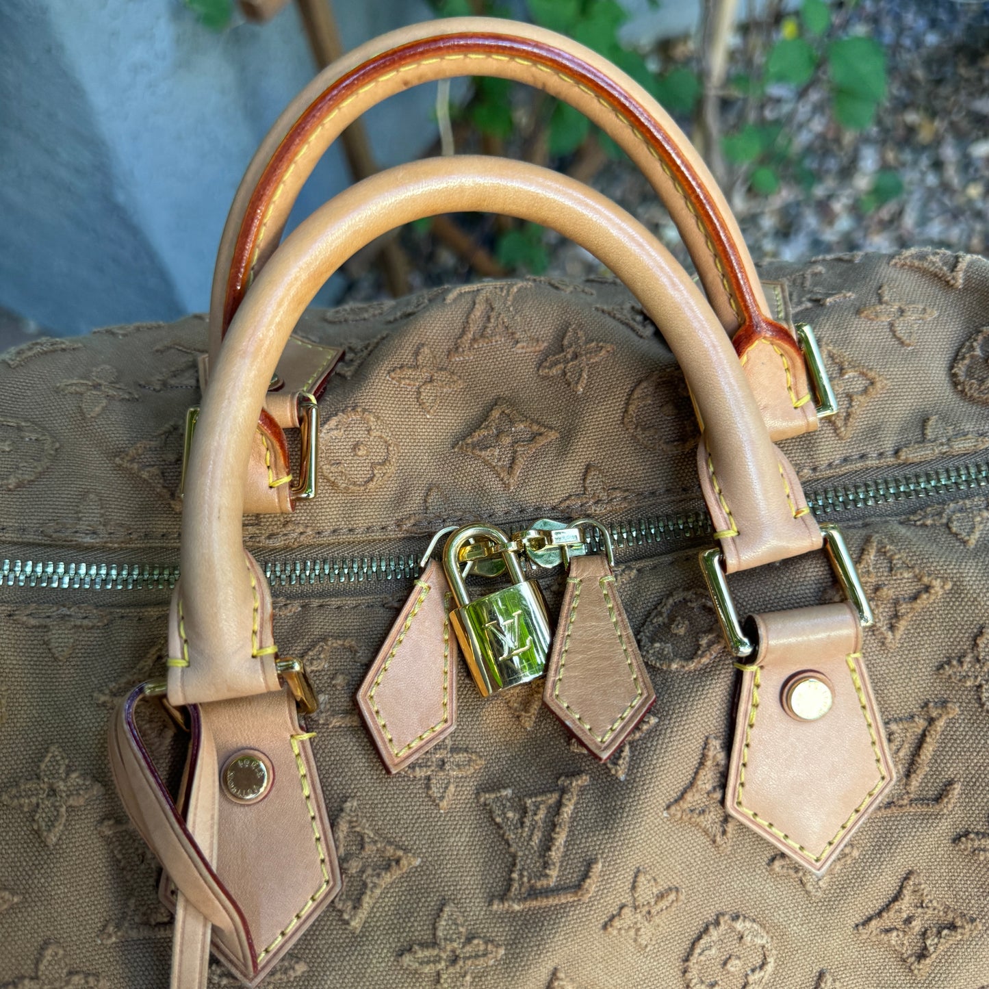 Louis Vuitton Monogram Stone Denim Speedy Bandouliere 35