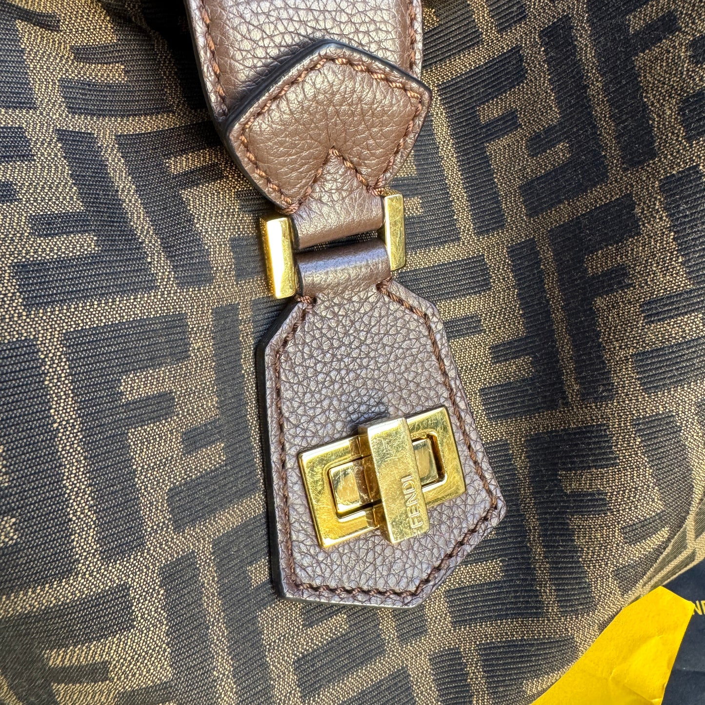 Fendi Turnlock Zucca Canvas Hobo Shoulder Bag