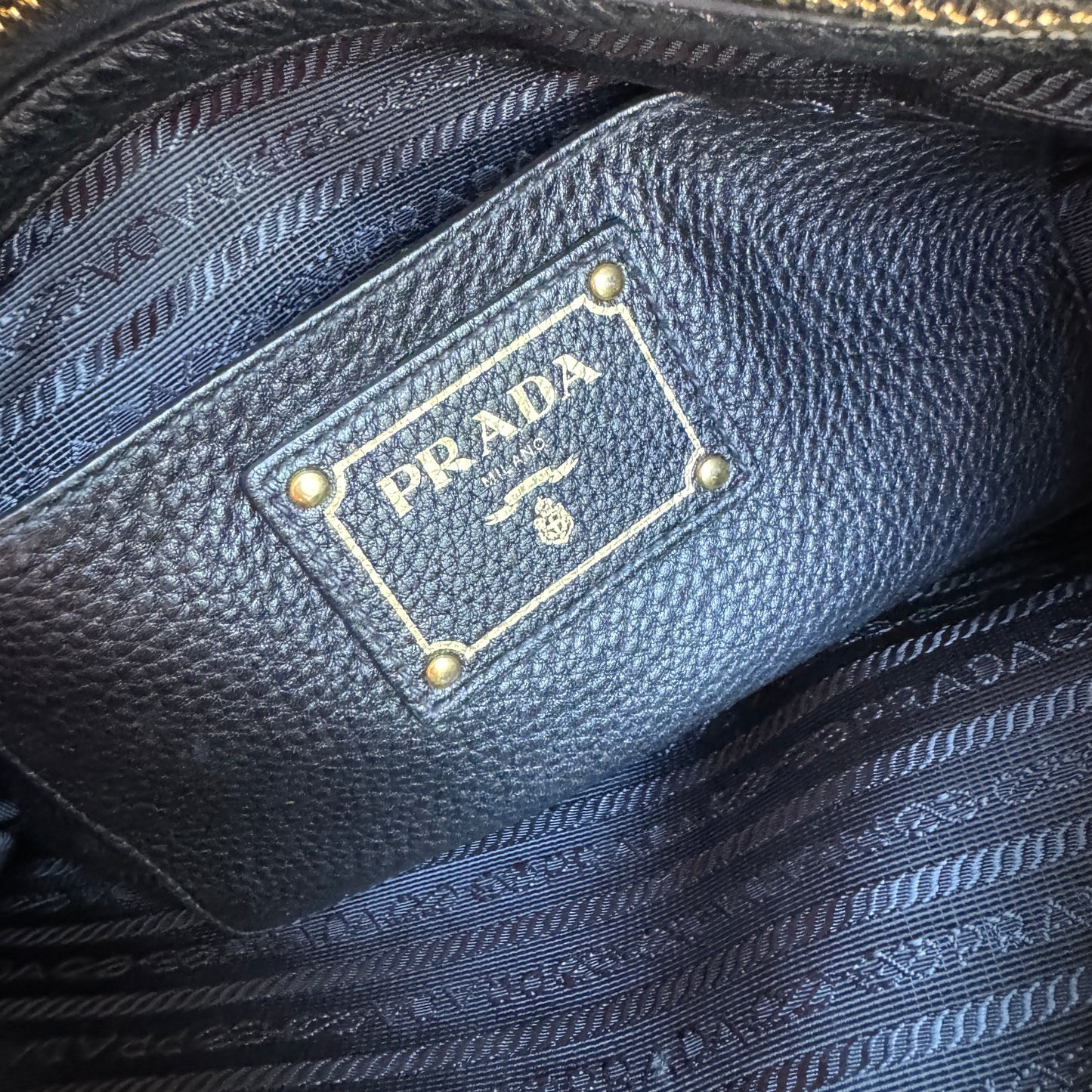 Prada Pebbled Leather Vitello Daino Crossbody