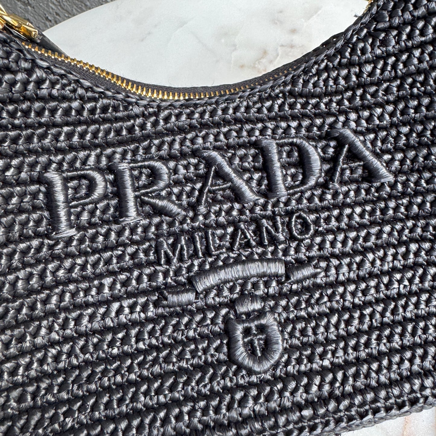 Prada Re-Edition Mini Crochet Raffia Crossbody Bag