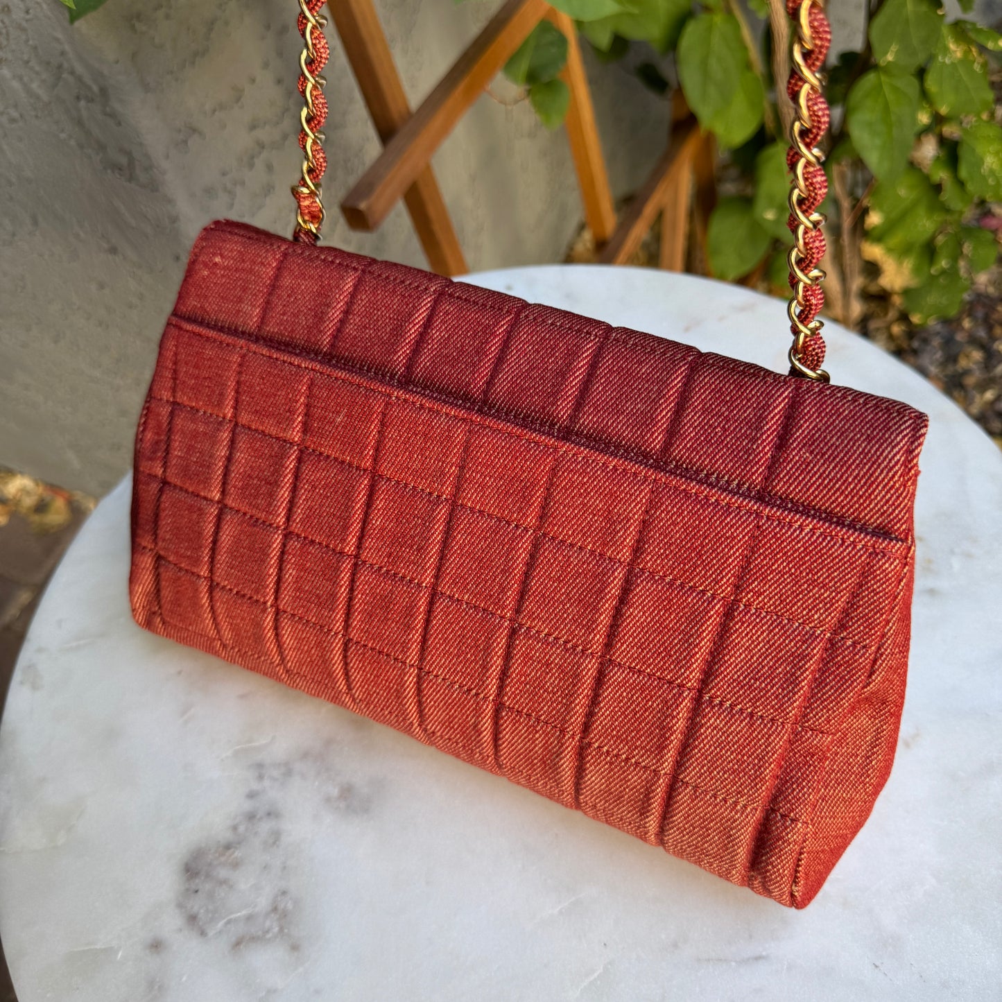 Chanel Vintage Denim Chocolate Bar Quilt Single Flap Shoulder Bag