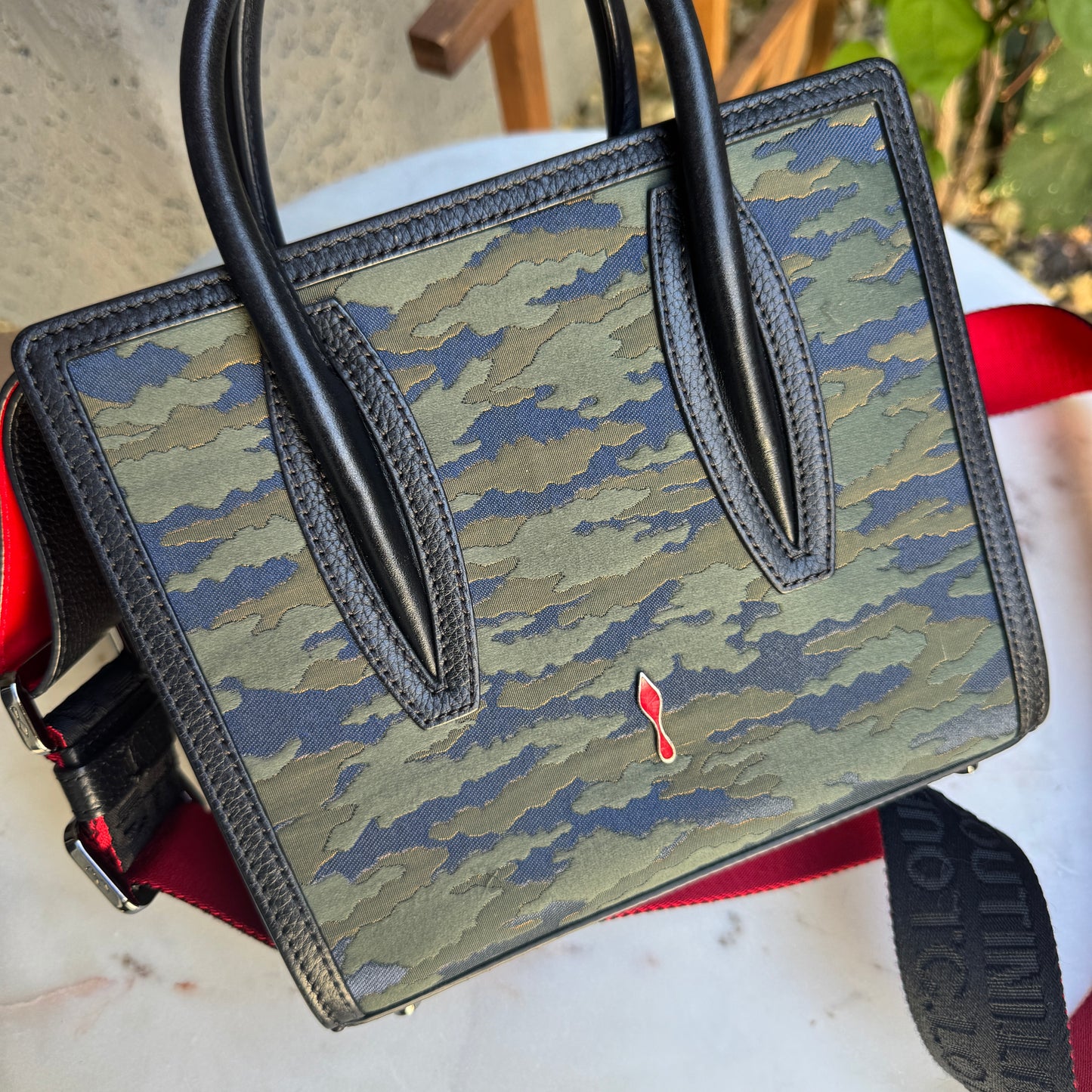 Christian Louboutin Jacquard Calfskin Camoloubi Mini Paloma Crossbody