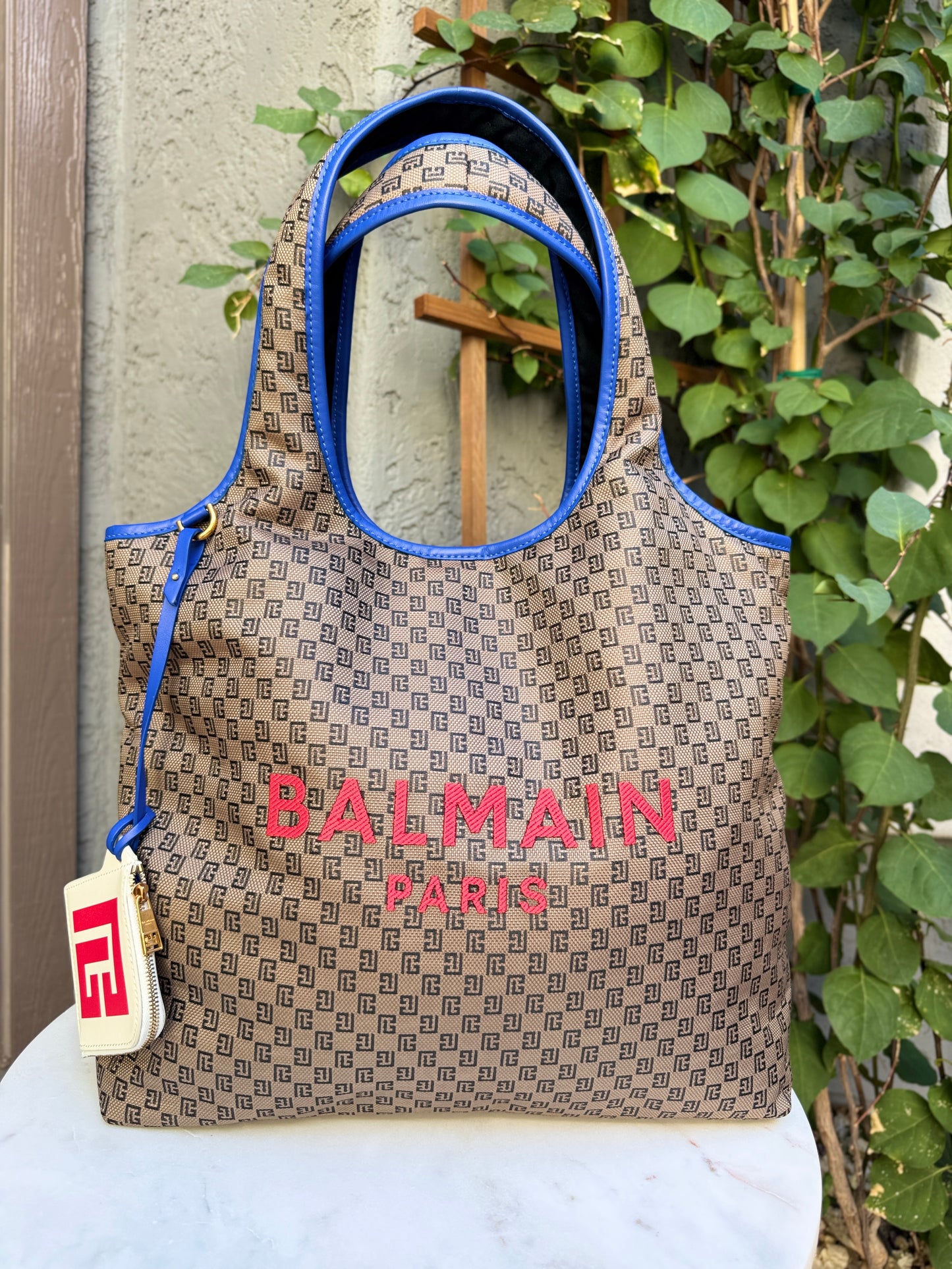 Balmain Monogram Grocery Bag Shopping Tote