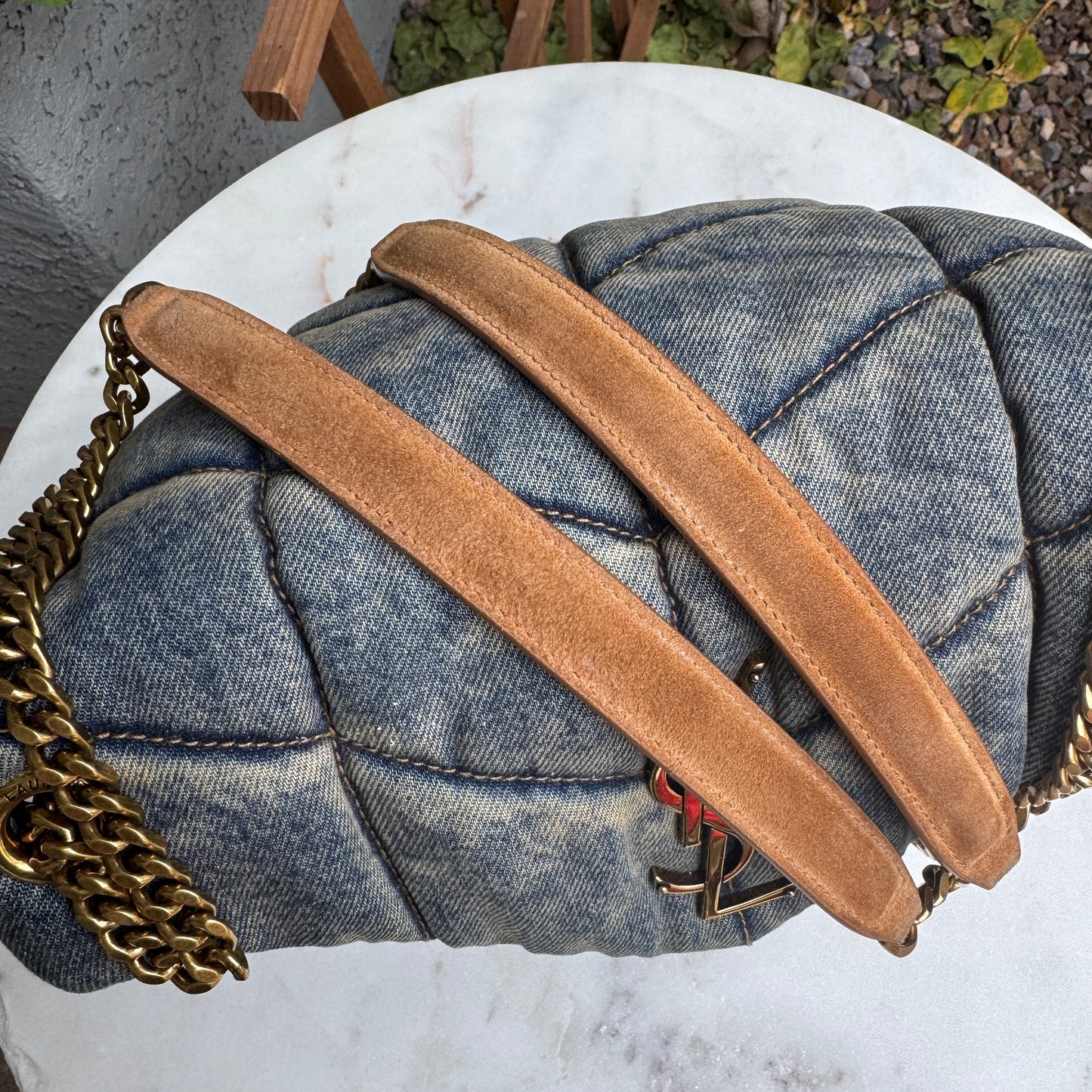 Saint Laurent Denim Toy LouLou Puffer Crossbody