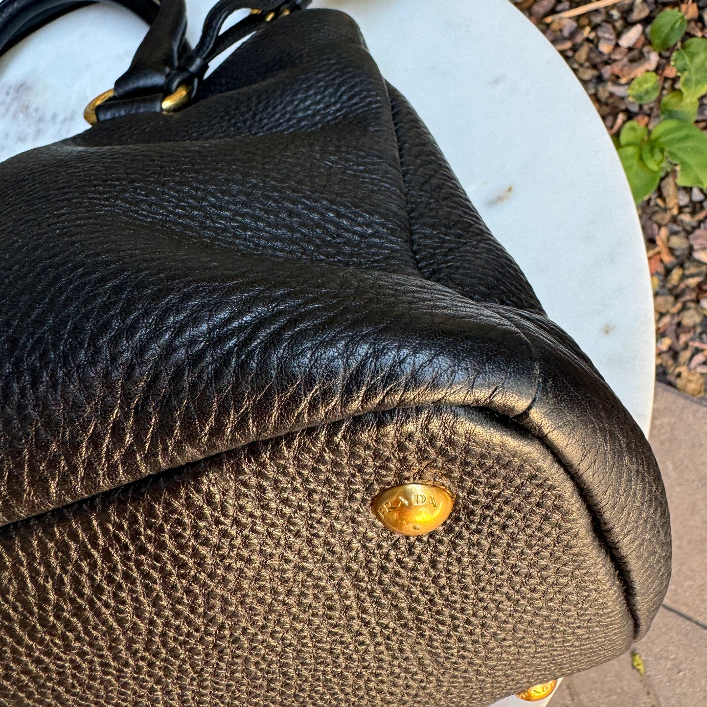 Prada Pebbled Leather Vitello Daino Crossbody
