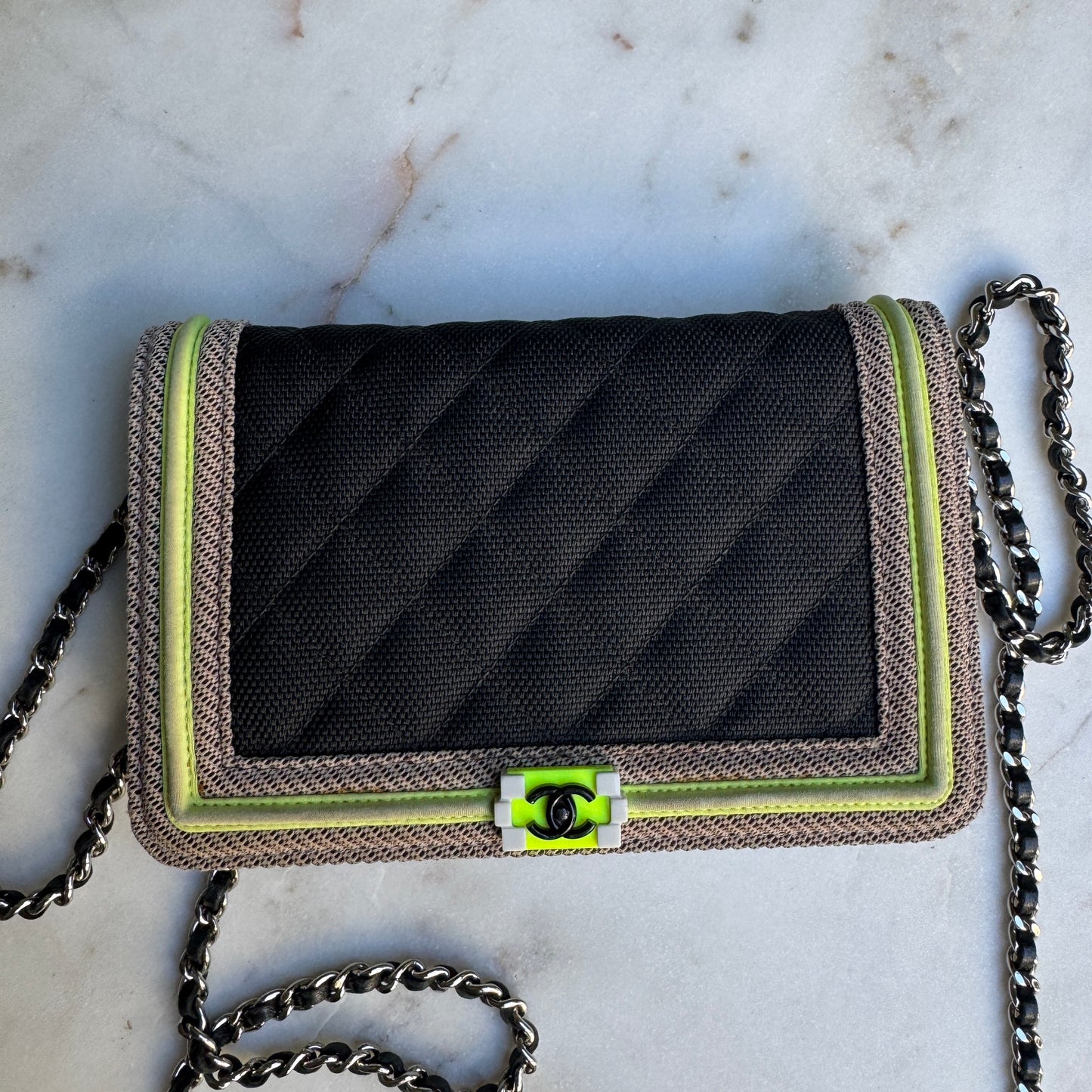 Chanel Fluo Boy Nylon WOC Wallet on Chain Crossbody