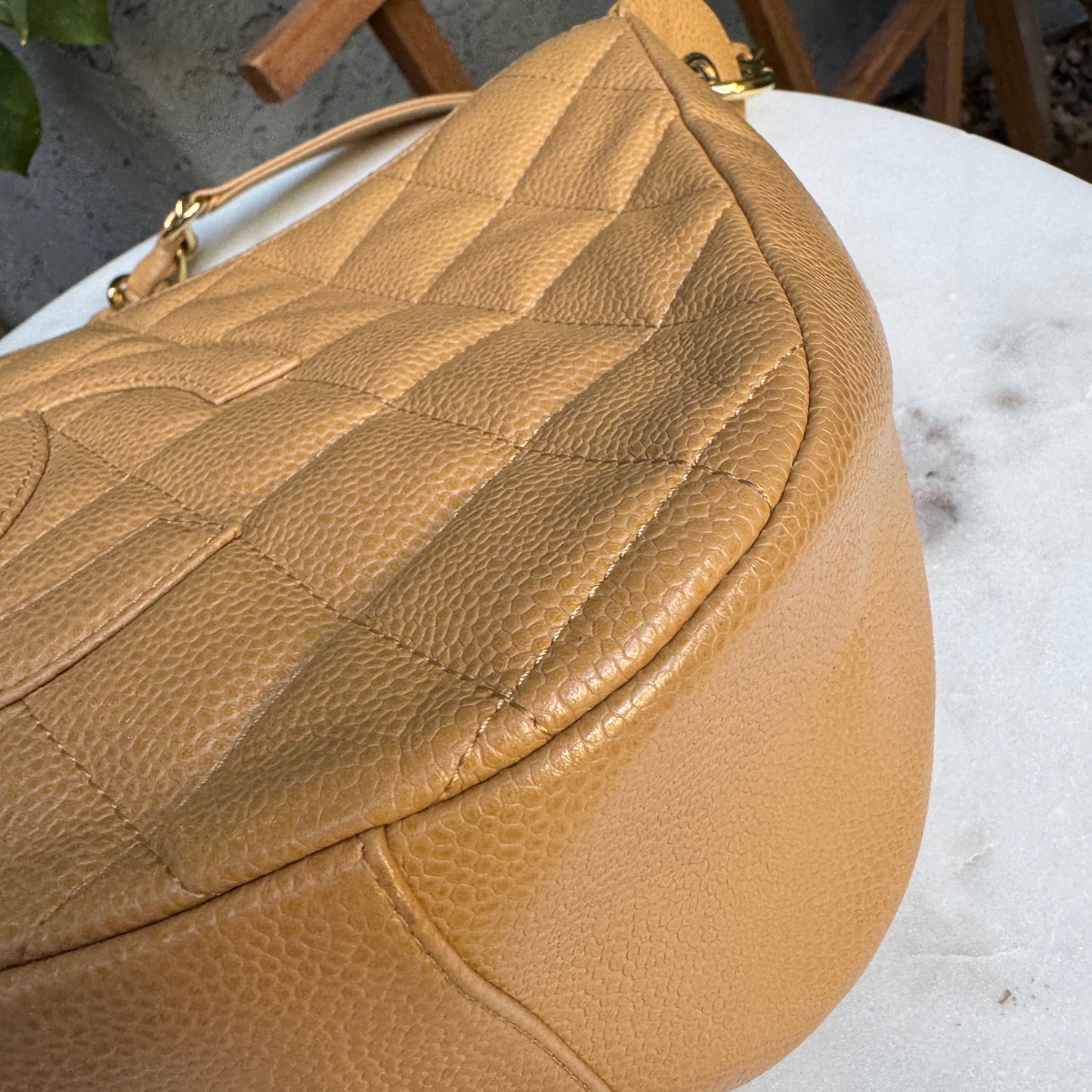 Chanel Timeless CC Quilted Caviar Leather Crescent Hobo Shoulder Bag