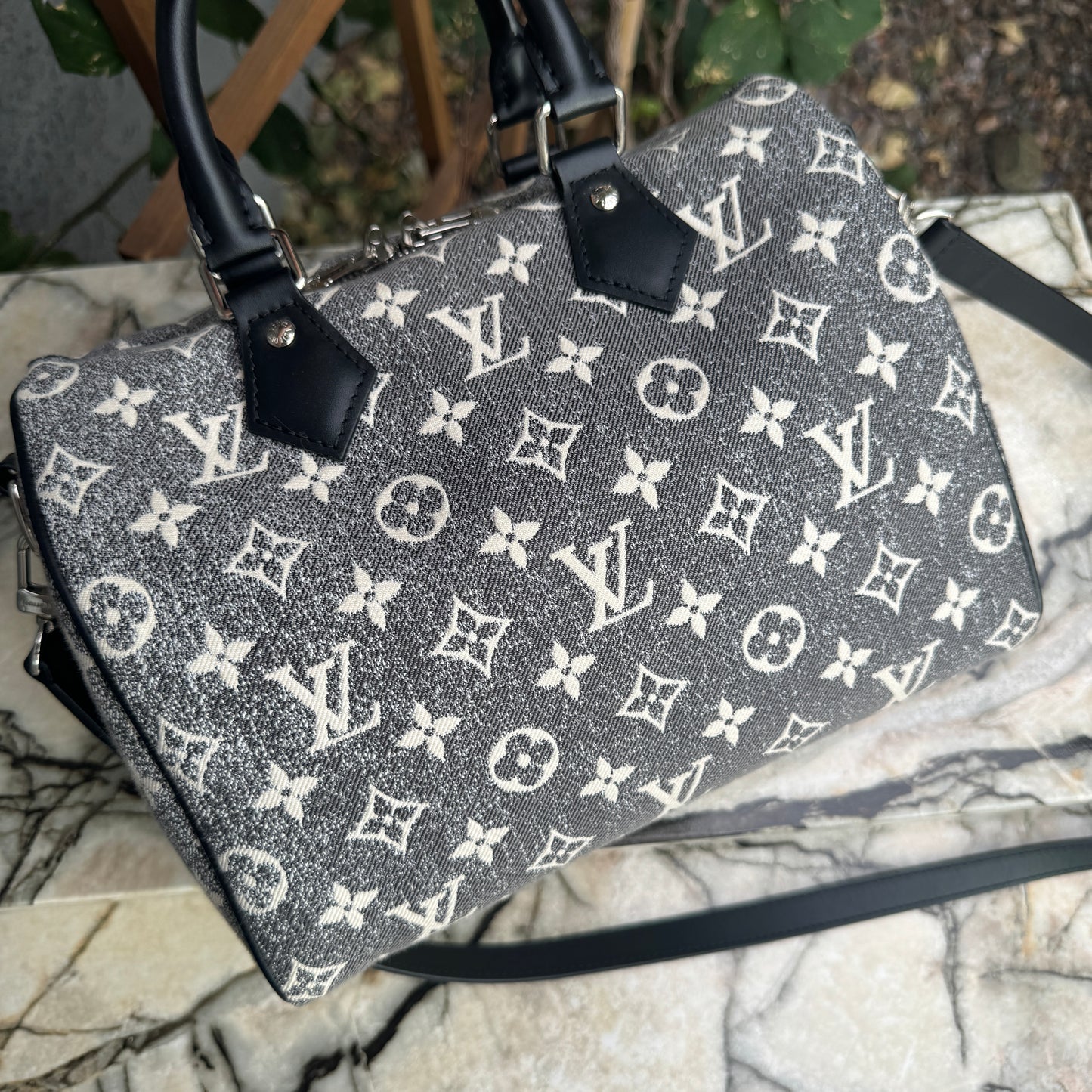 Louis Vuitton Monogram Jacquard Denim Speedy Bandouliere 25