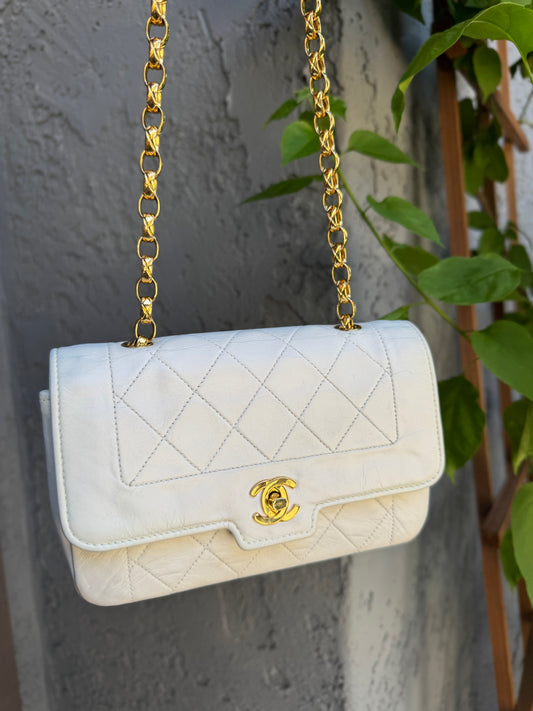 Chanel Diana Vintage Quilted Lambskin Small Single Flap Shoulder Bag