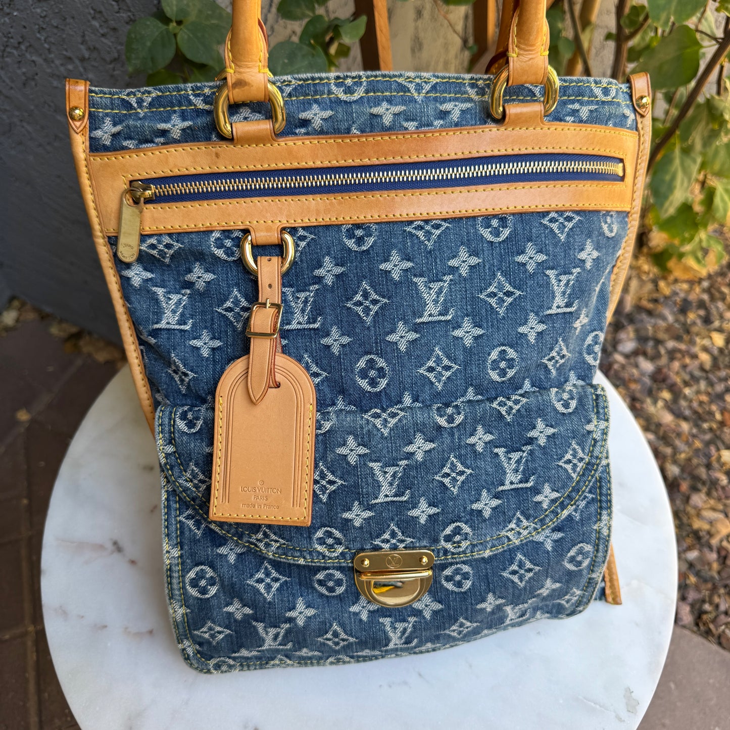 Louis Vuitton Vintage Monogram Denim Sac Plat Tote