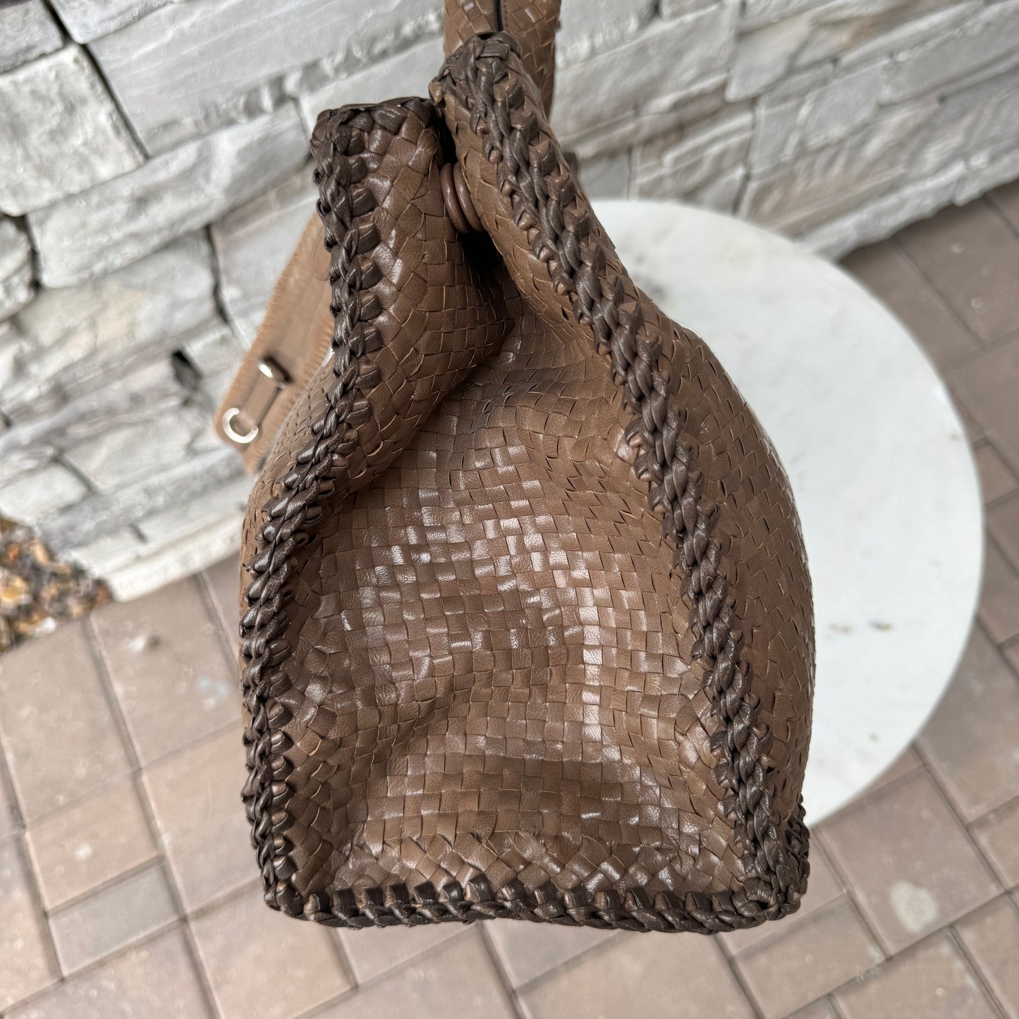 Prada Madras Woven Leather Tote