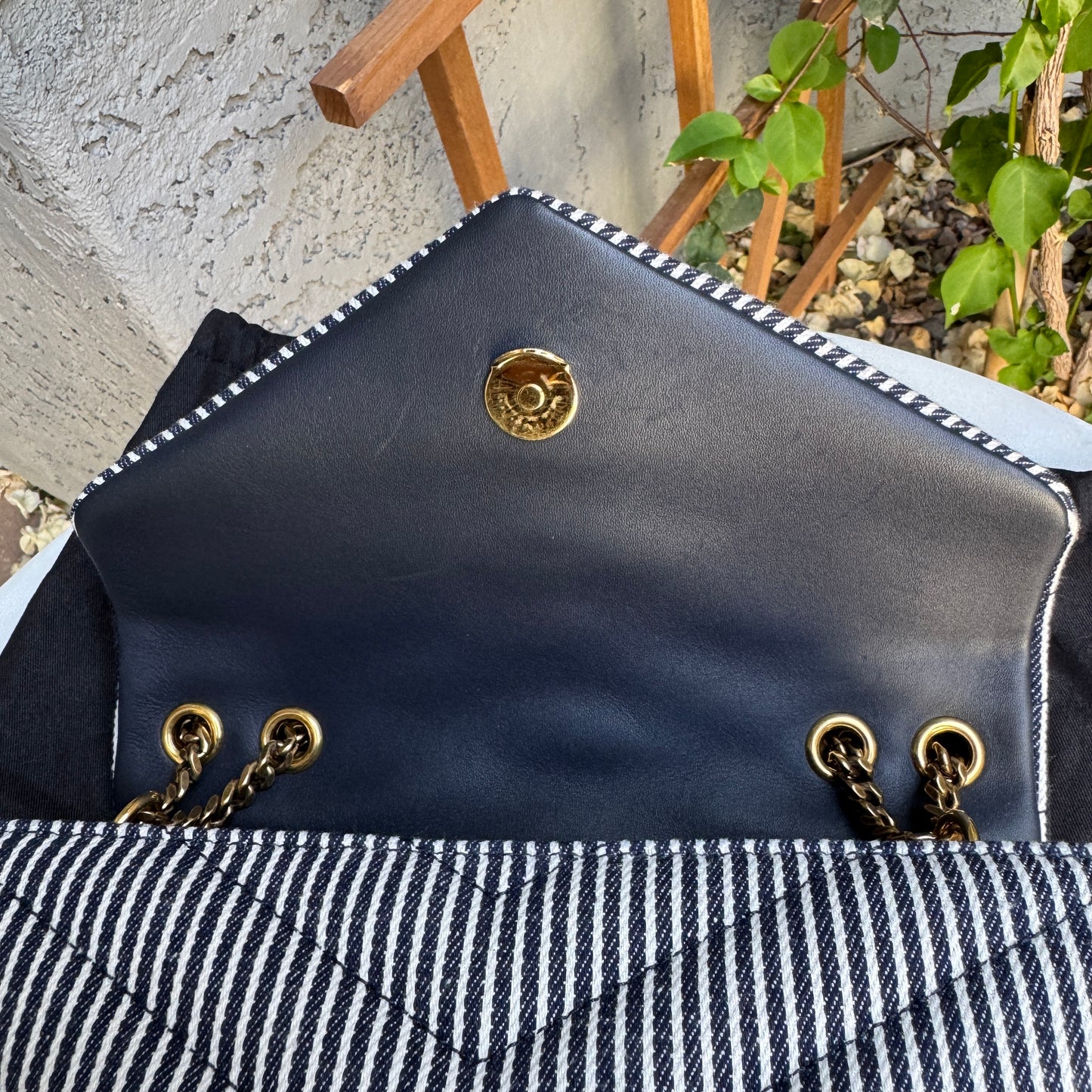 Saint Laurent Small Loulou Striped Chain Crossbody