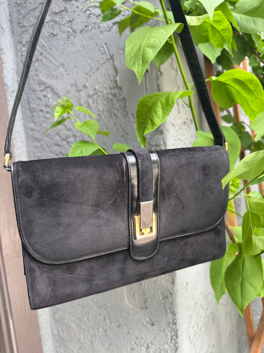 Gucci Vintage Suede Leather Flap Shoulder Bag
