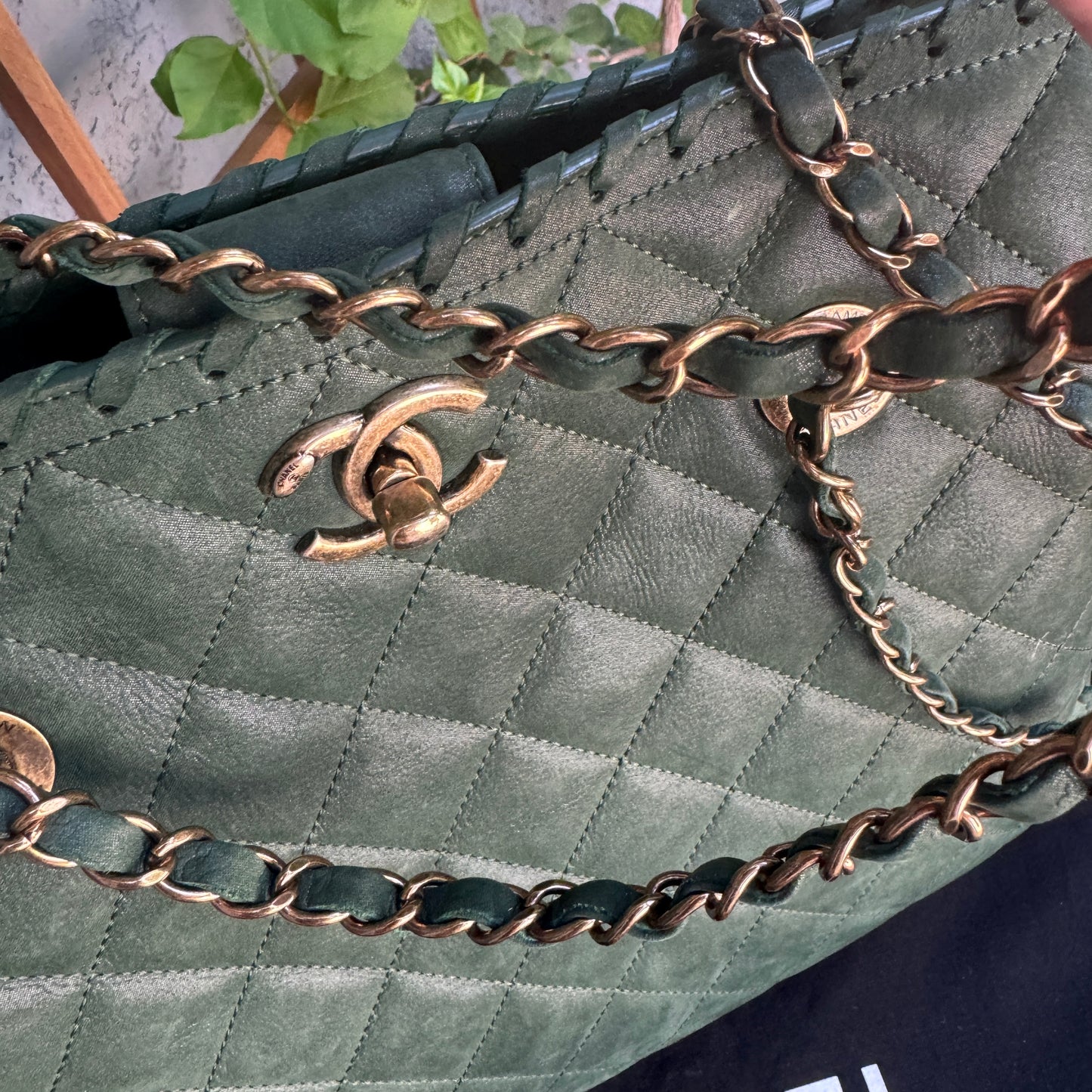 Chanel Nubuck Suede Quilted Whipstitch Happy Stitch Tote