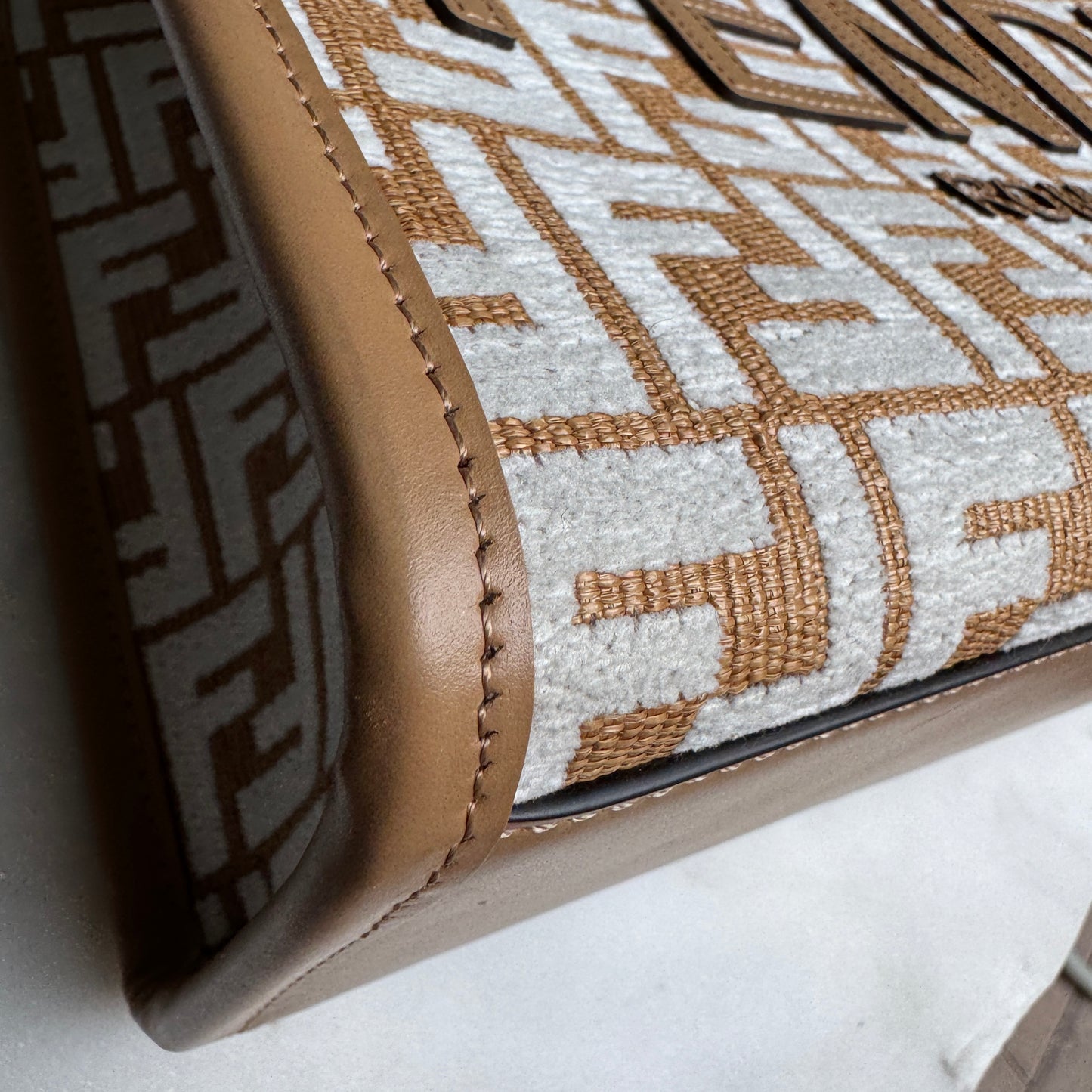 Fendi Small Zucca Monogram Woven Sunshine Shopper Tote