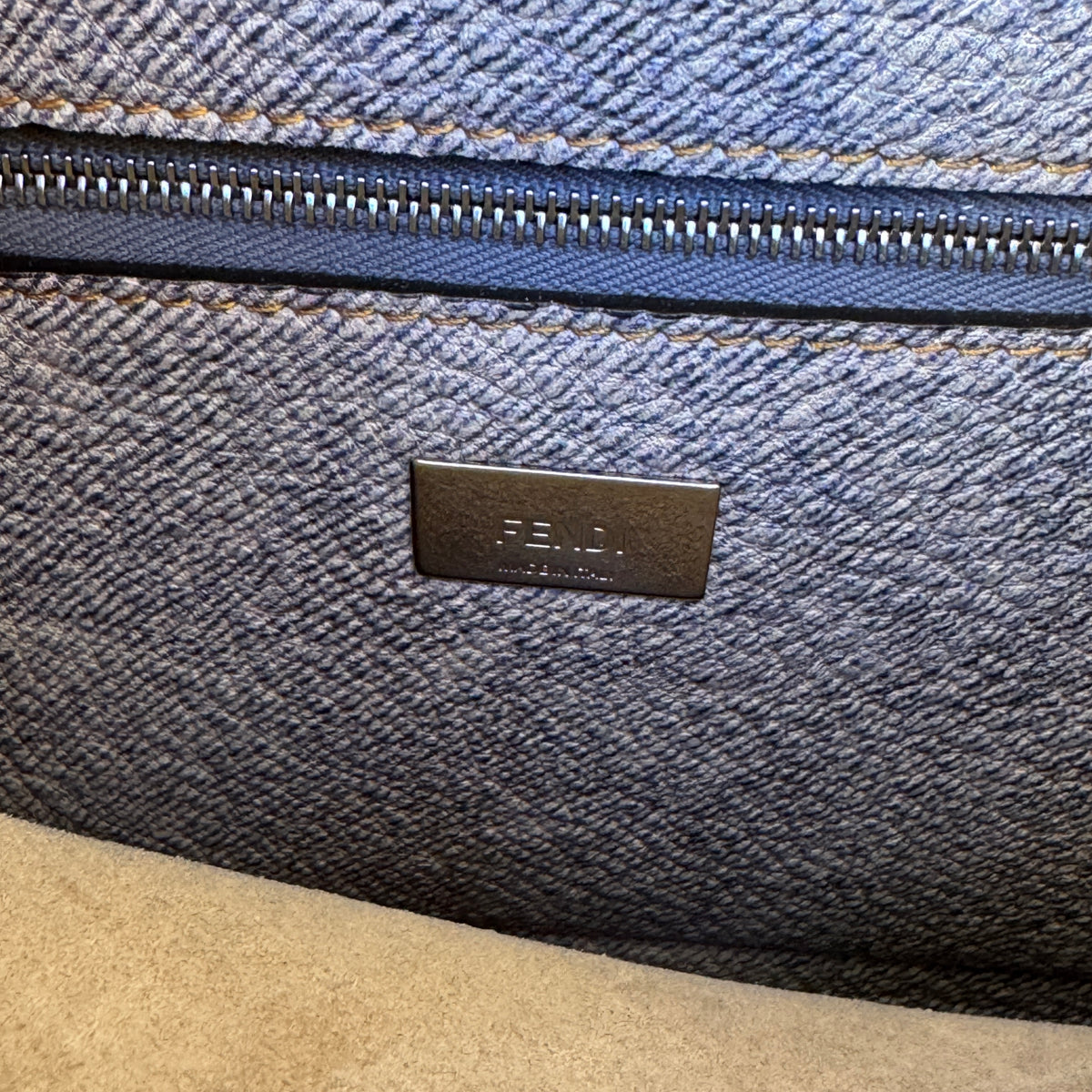 Fendi Denim Effect Leather Mini Peekaboo