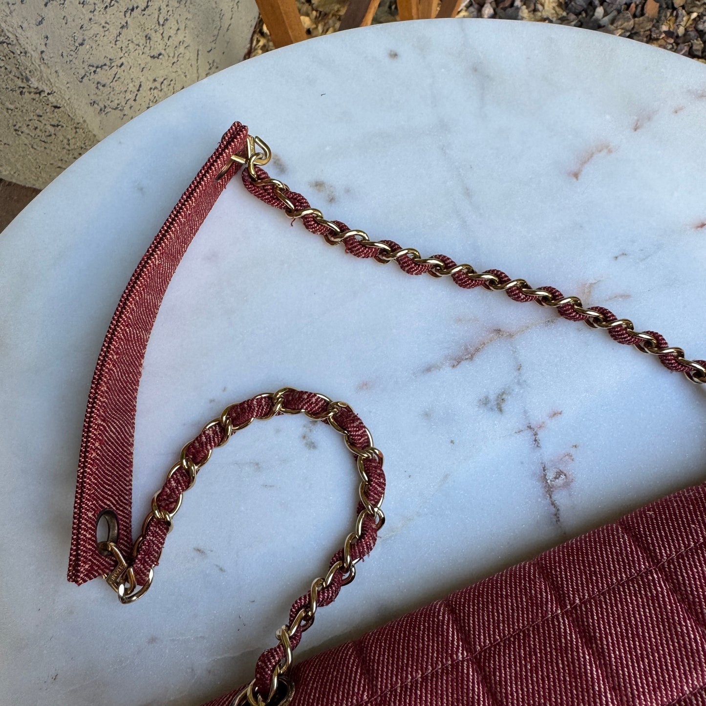 Chanel Vintage Denim Chocolate Bar Quilt Single Flap Shoulder Bag