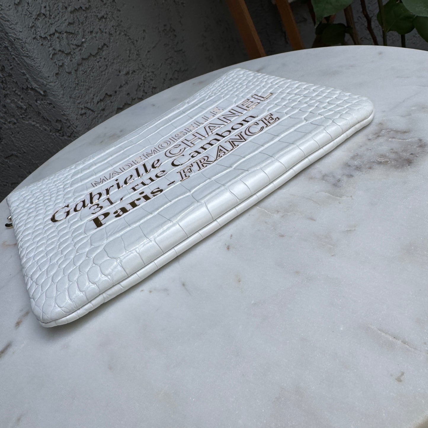 Chanel Croc Embossed Leather O-Case Clutch