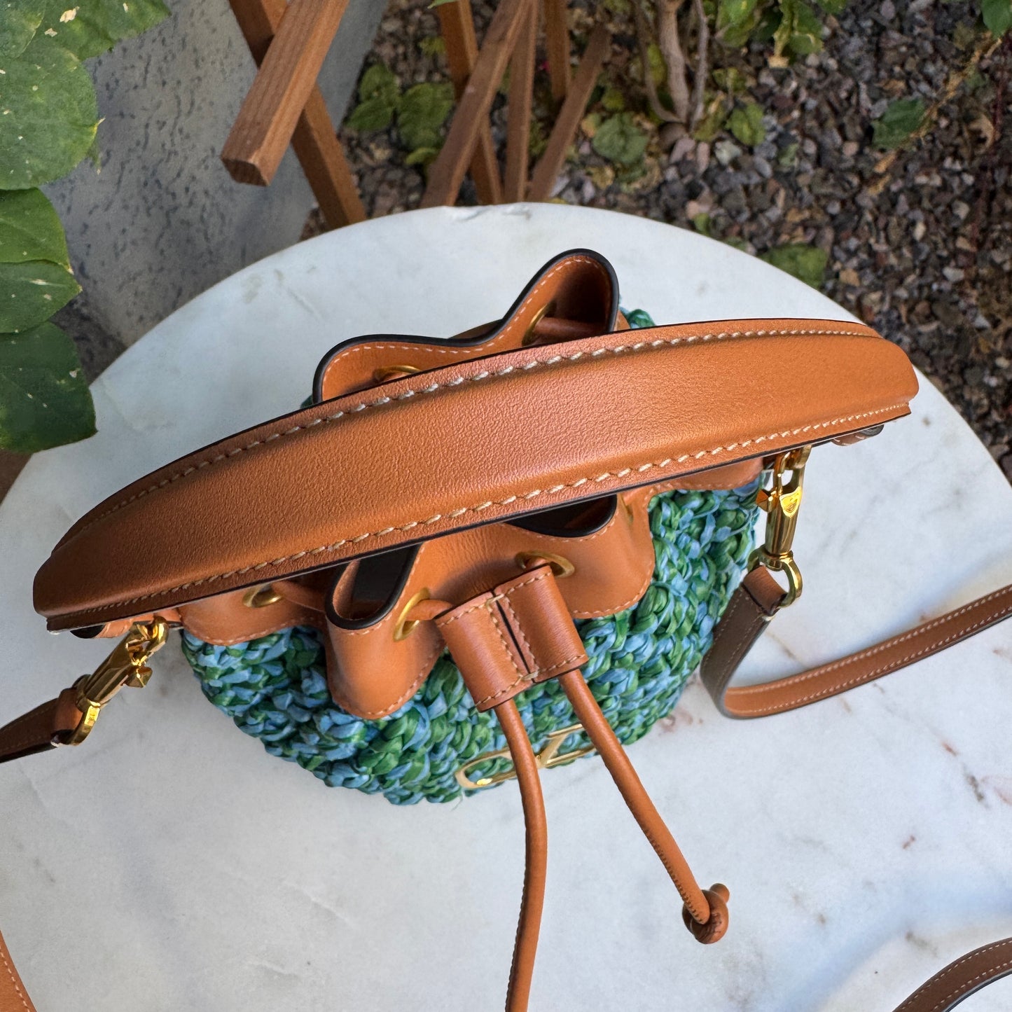 Valentino Garavani VLogo Signature Mini Raffia Bucket Bag