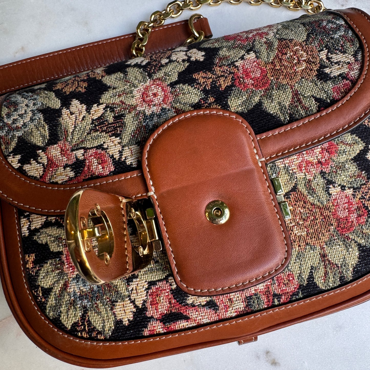 Celine Floral Jacquard Chain Maillon Triomphe