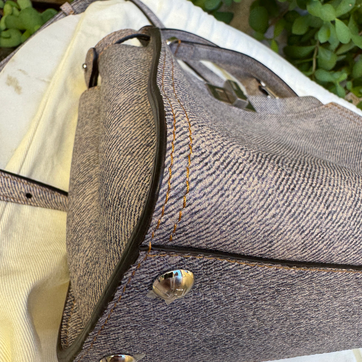 Fendi Denim Effect Leather Mini Peekaboo
