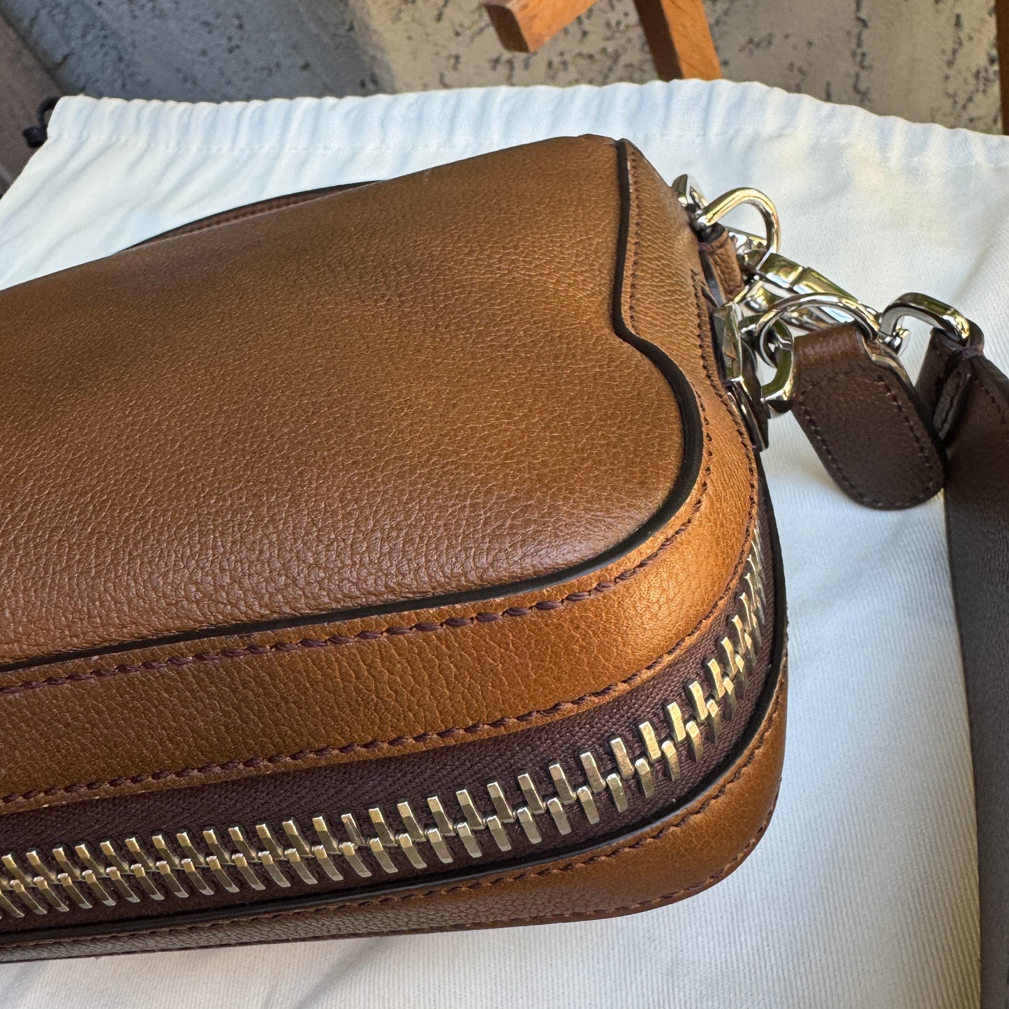 Fendi Leather Baguette Zipper Crossbody