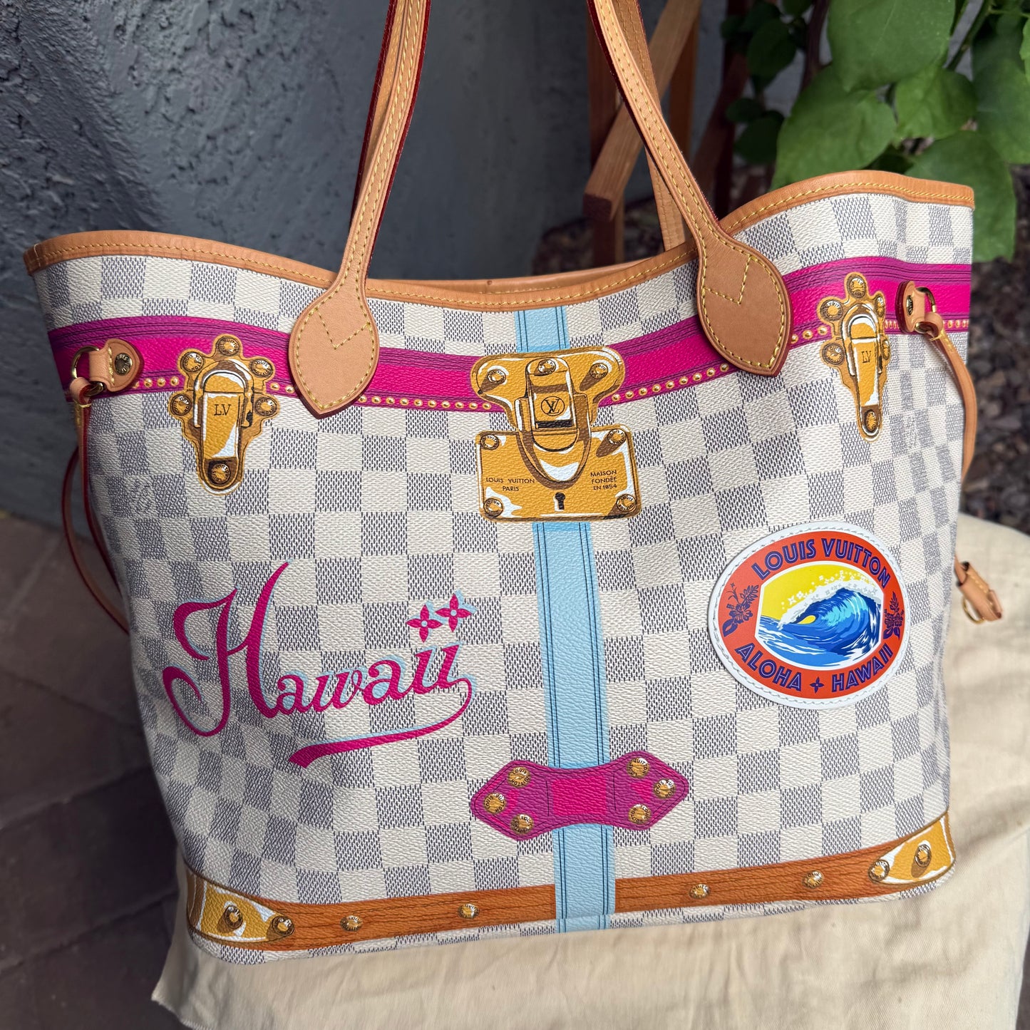 Louis Vuitton Damier Azur Summer Trunks Hawaii Neverfull MM