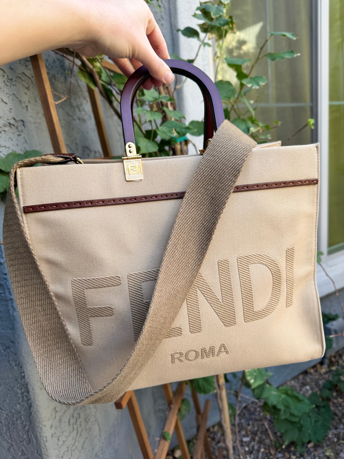 Fendi Canvas Medium Sunshine Tote