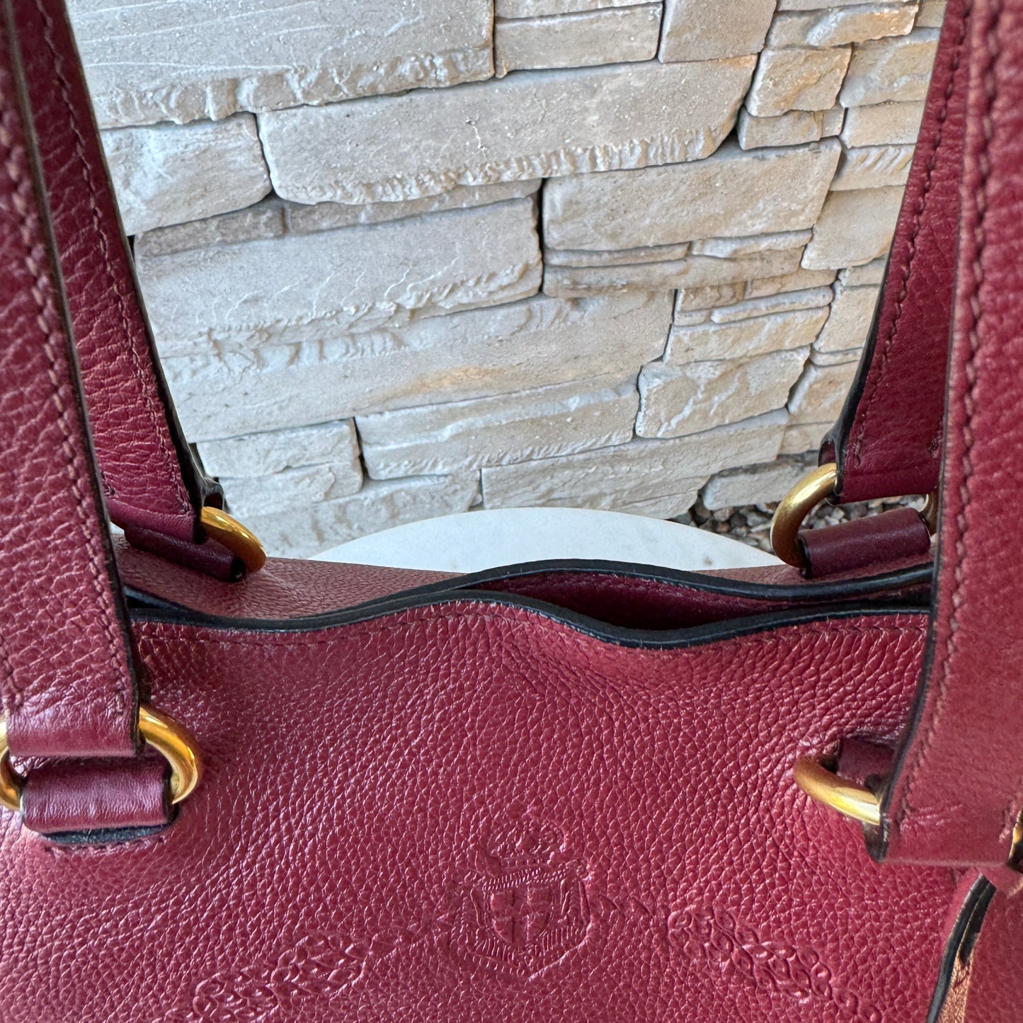 Prada Embossed Logo Leather Shoulder Bag