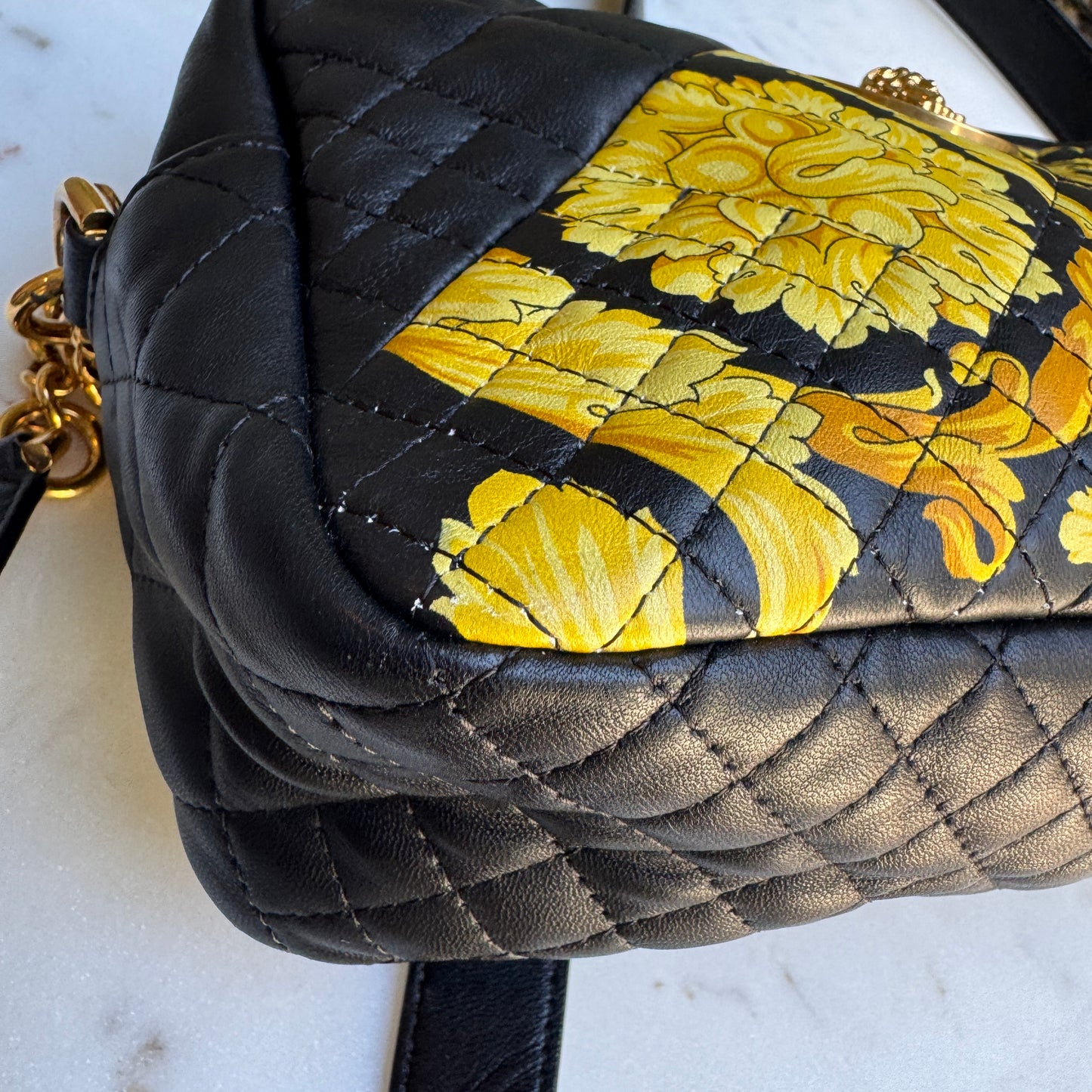 Versace Baroque Icon Quilted Leather Camera Crossbody Bag