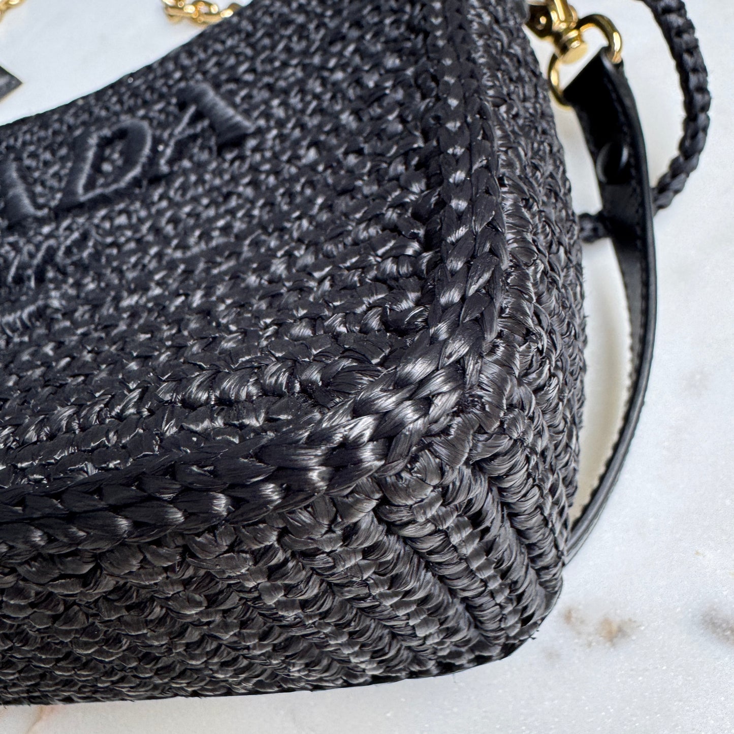 Prada Re-Edition Mini Crochet Raffia Crossbody Bag