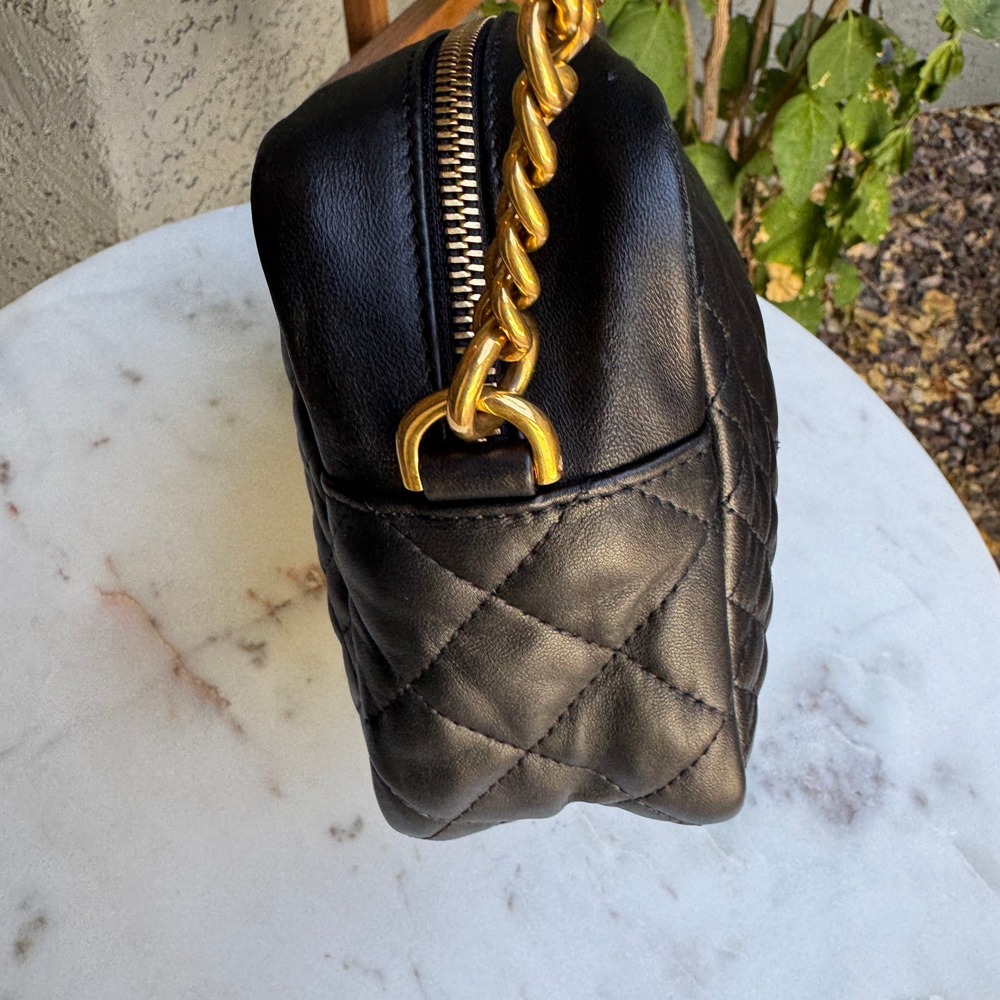 Versace Baroque Icon Quilted Leather Camera Crossbody Bag