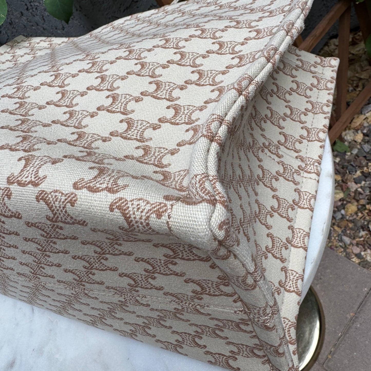 Celine Large Cabas Thais Triomphe Canvas Print Tote