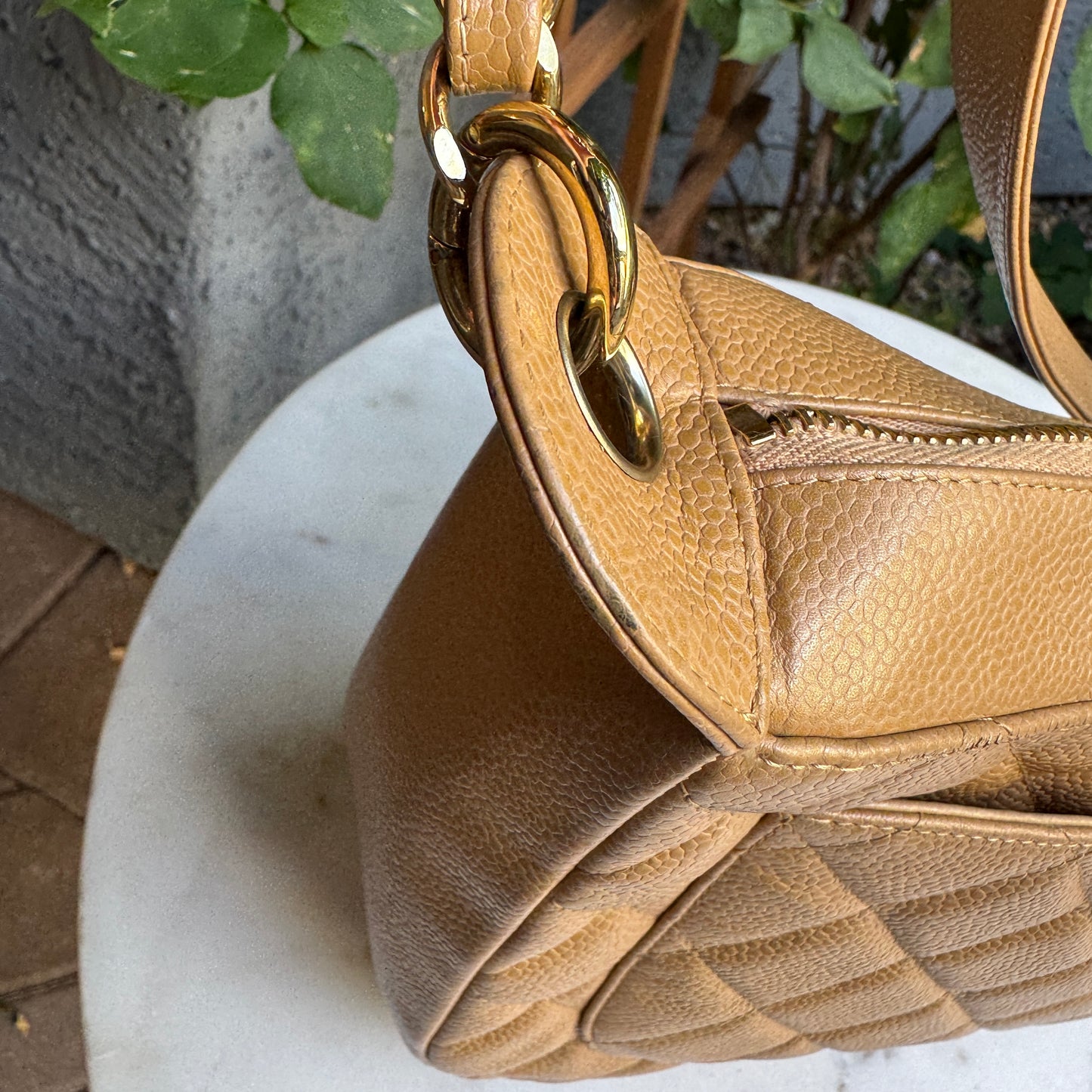 Chanel Timeless CC Quilted Caviar Leather Crescent Hobo Shoulder Bag