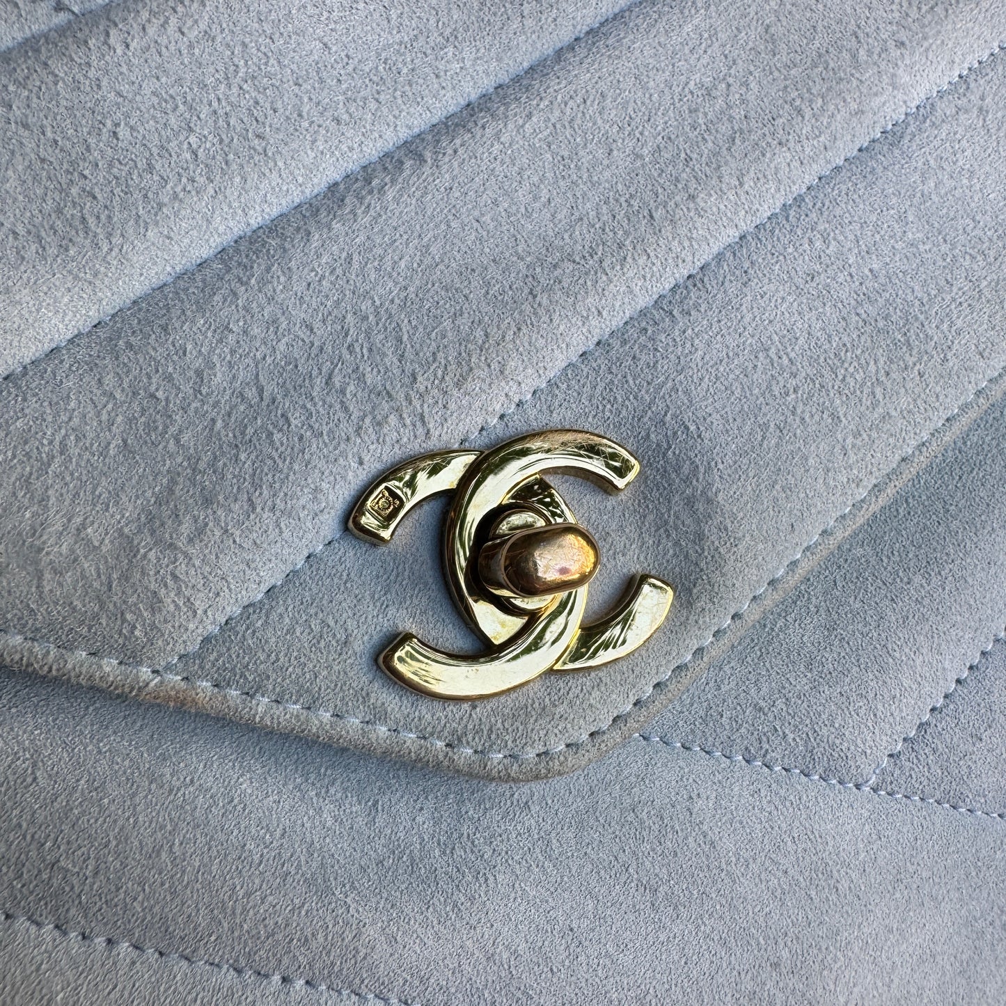 Chanel Vintage Suede Quilted Camera Shoulder Bag