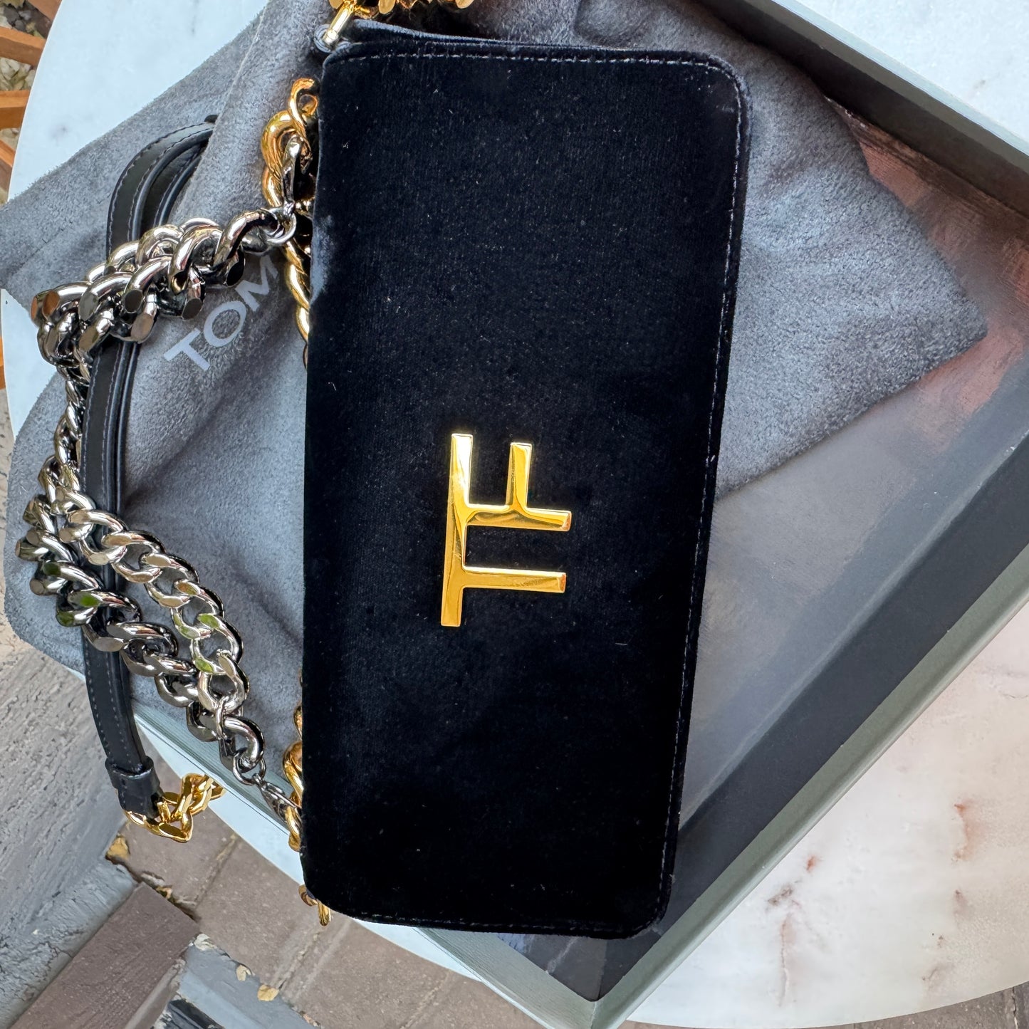 Tom Ford Triple Chain Velvet Crossbody
