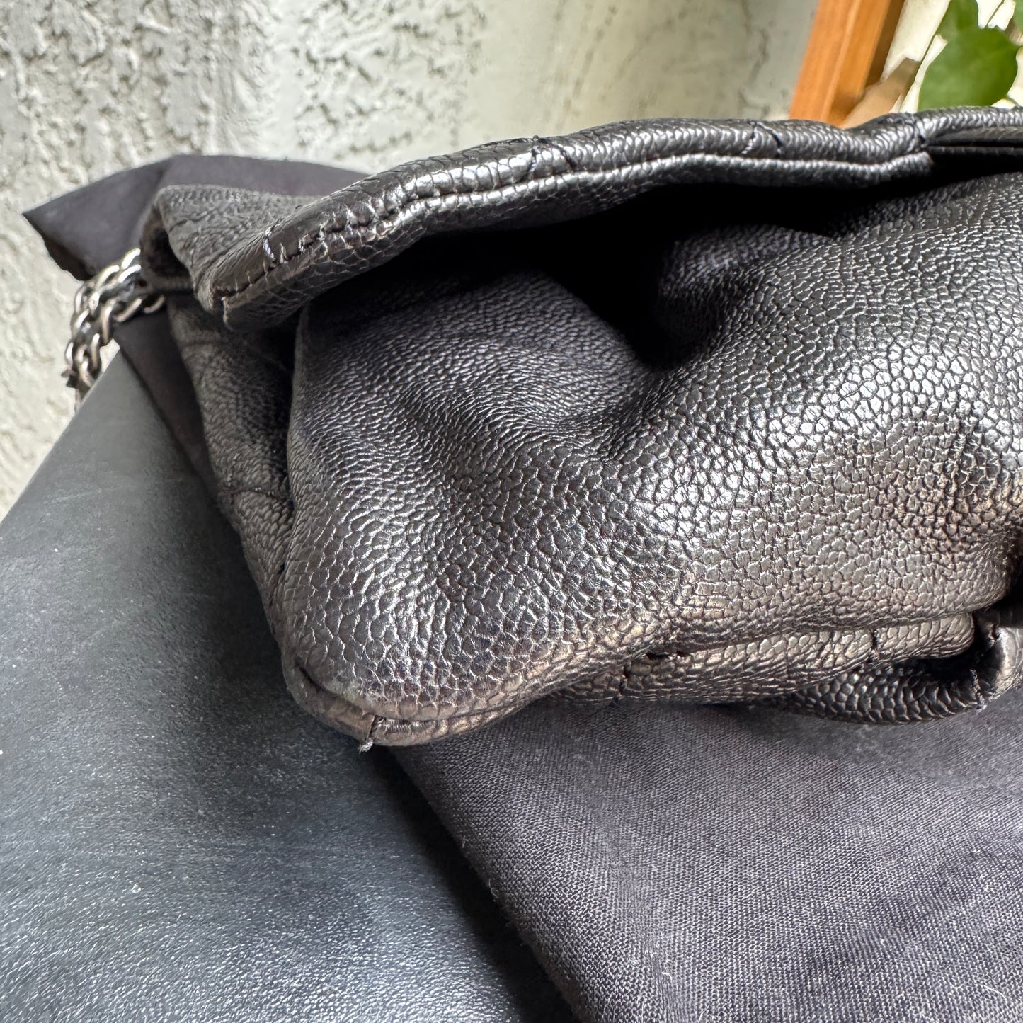Chanel Shiny Caviar Quilted Elastic Flap Shoulder Bag