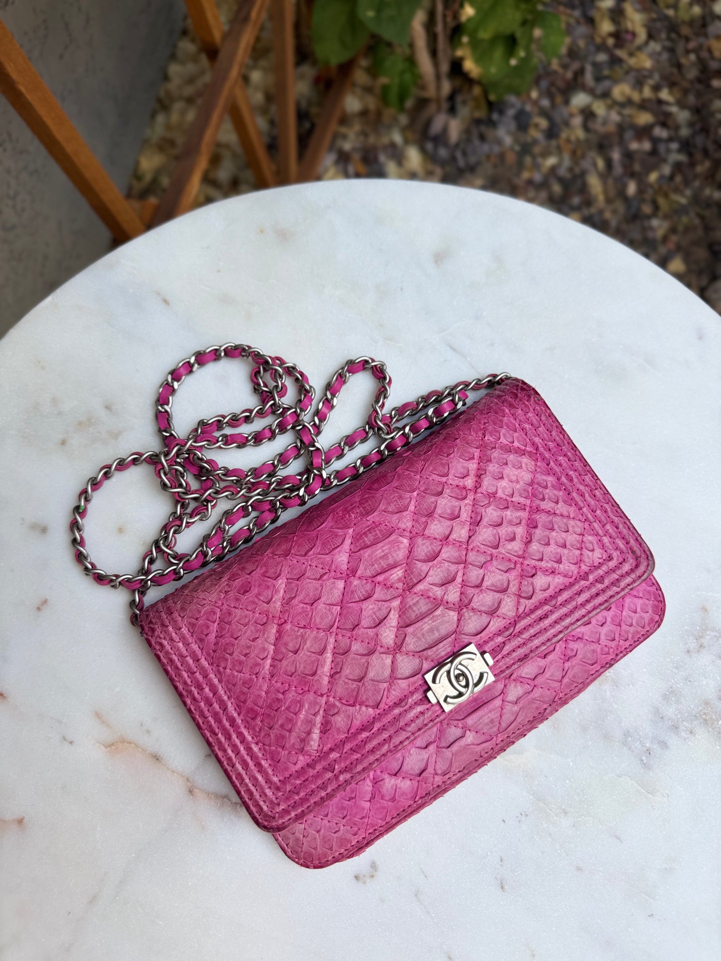 Chanel Python Boy WOC Wallet on Chain Crossbody