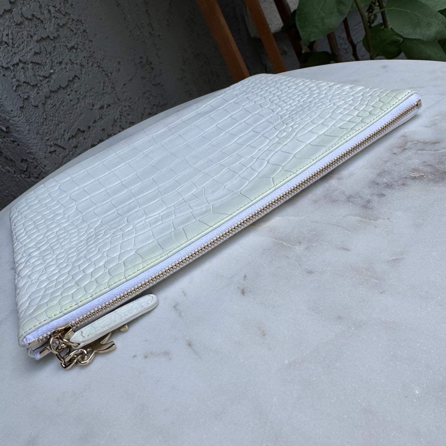 Chanel Croc Embossed Leather O-Case Clutch
