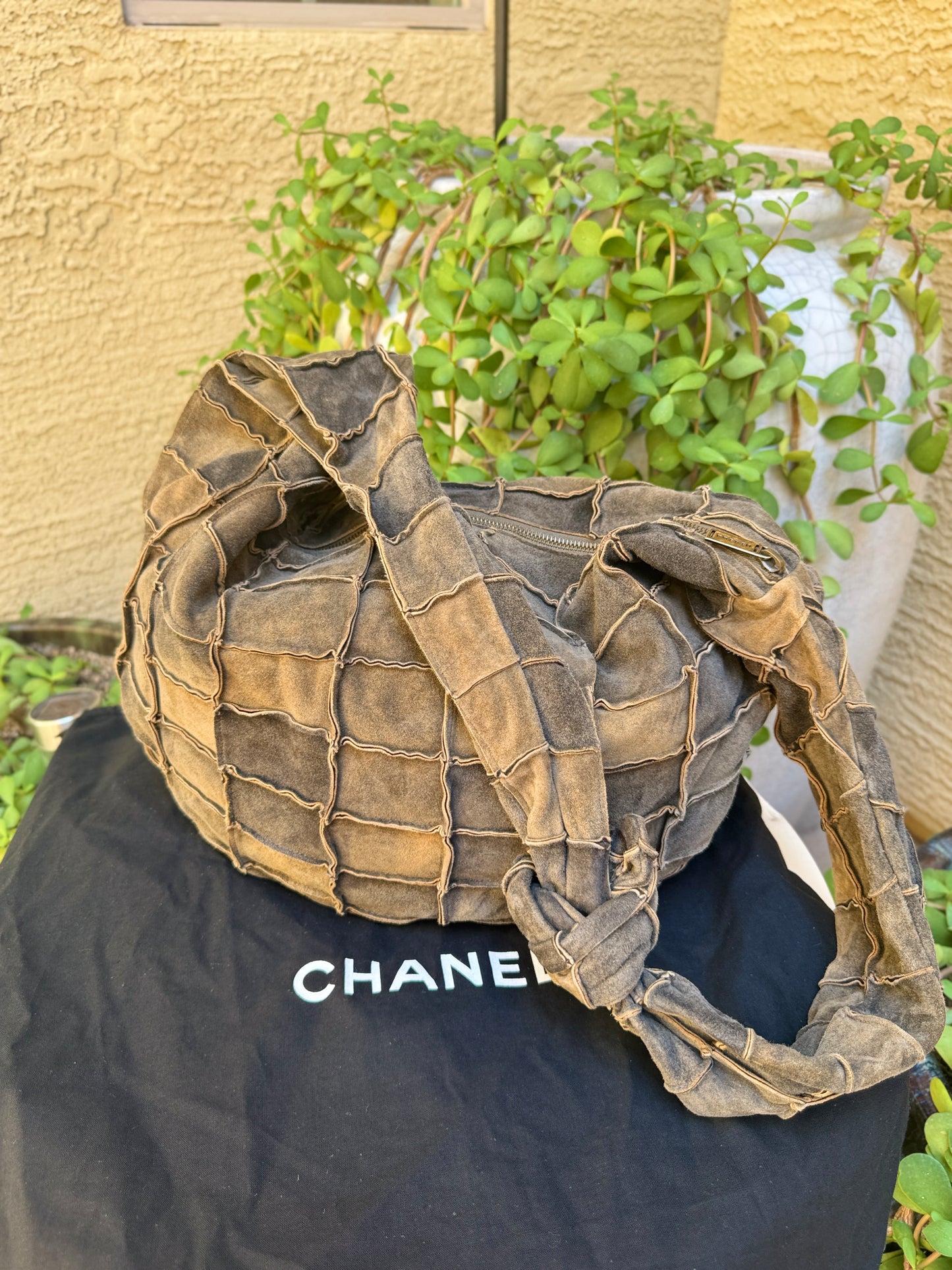 Chanel Vintage Suede Patchwork Hobo