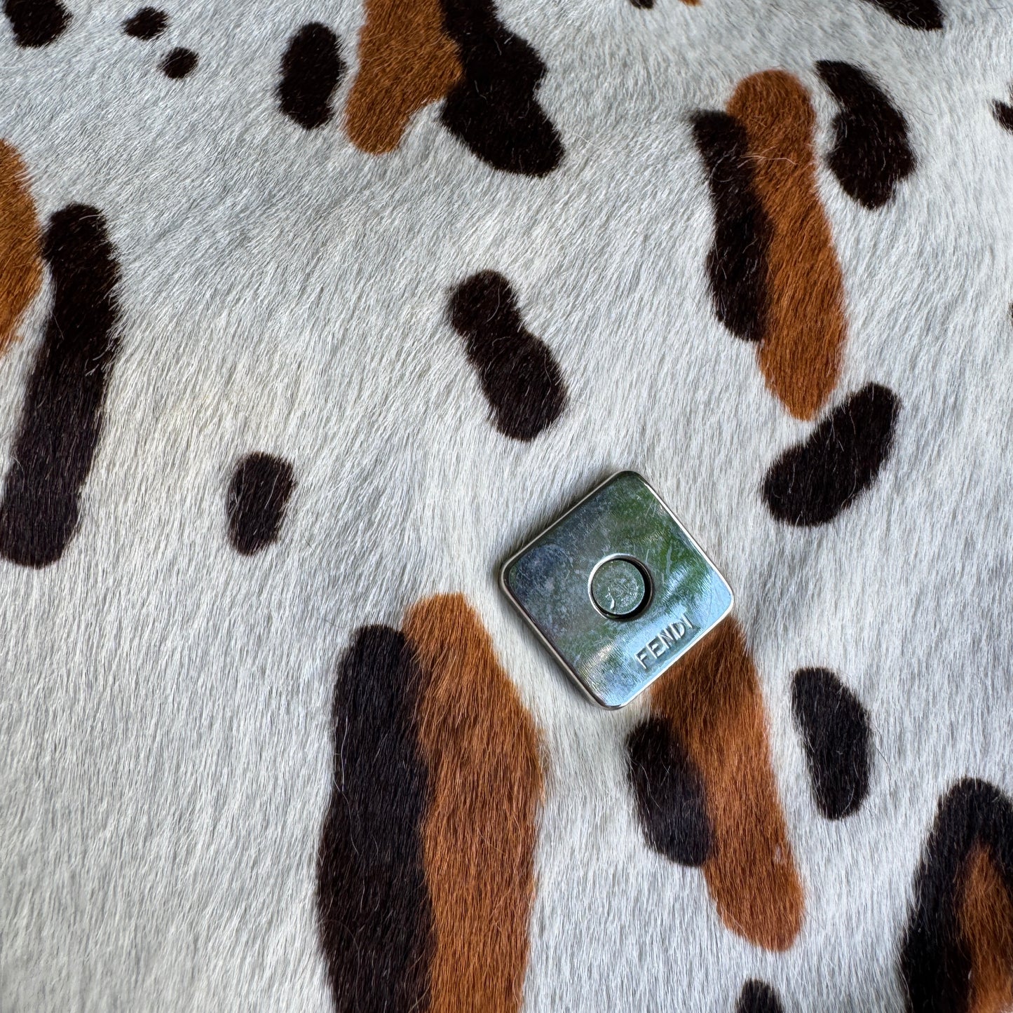 Fendi Vintage Leopard Ponyhair Mama Baguette Shoulder Bag