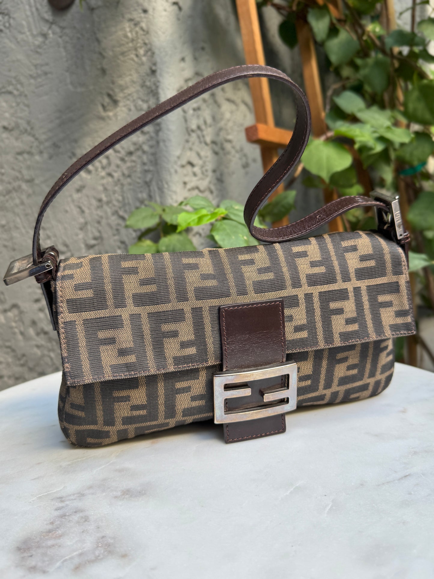 Fendi Vintage Zucca Baguette Shoulder Bag
