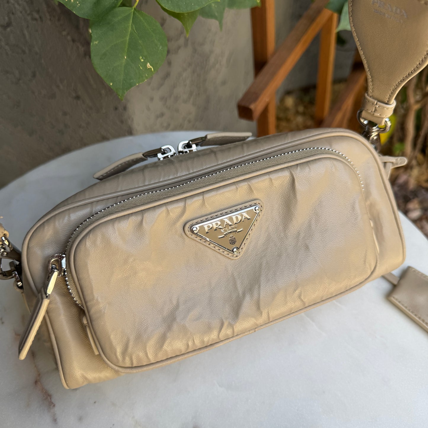 Prada Nappa Antique Leather Multi Pocket Crossbody